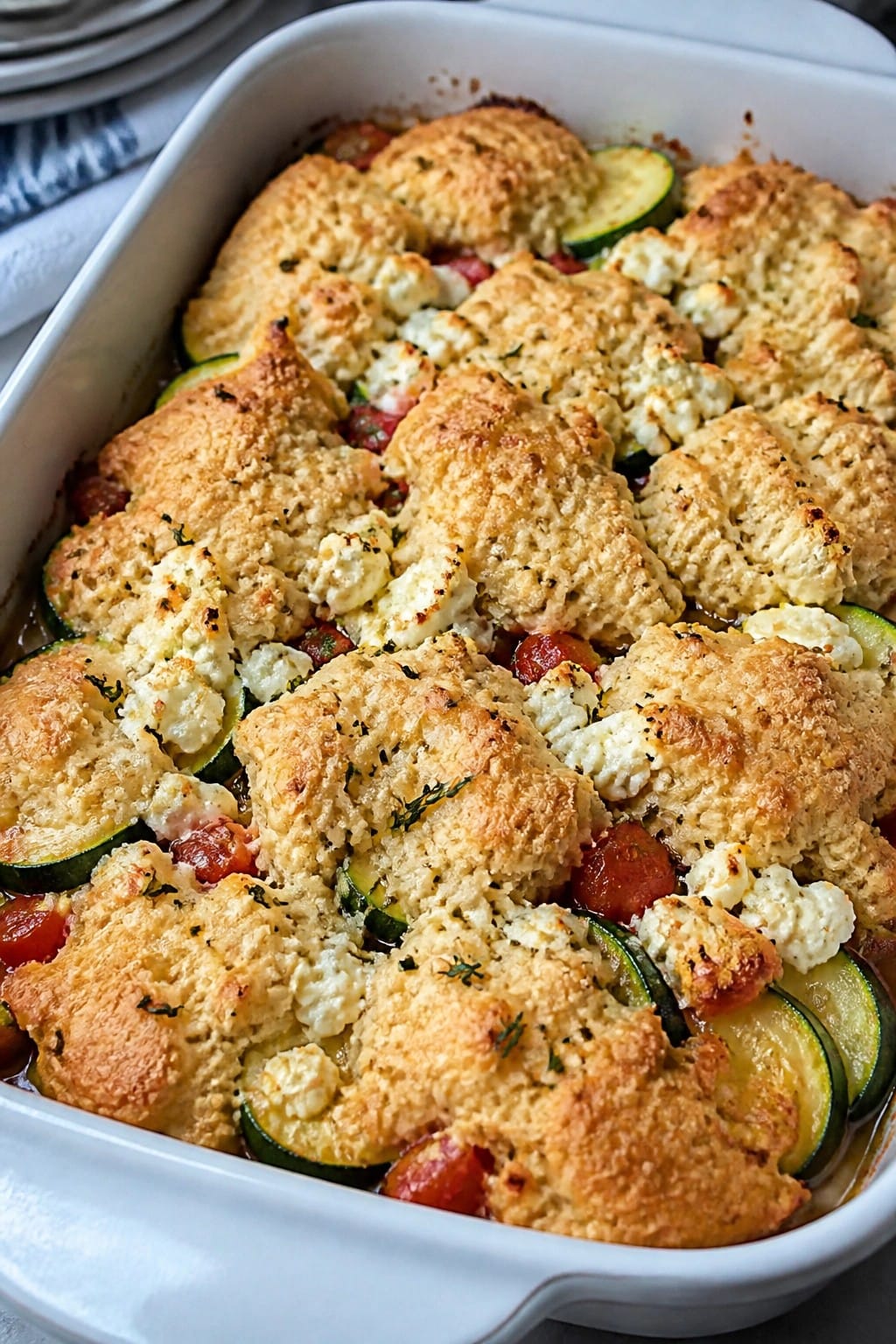 Goat Cheese and Thyme Zucchini Tomato Cobbler