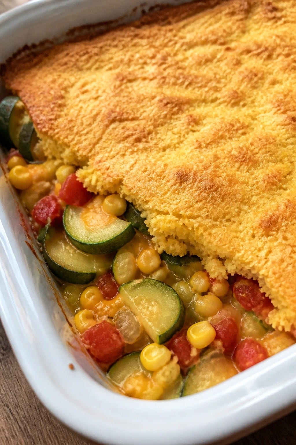 Southern Cornbread-Topped Garden Vegetable Casserole