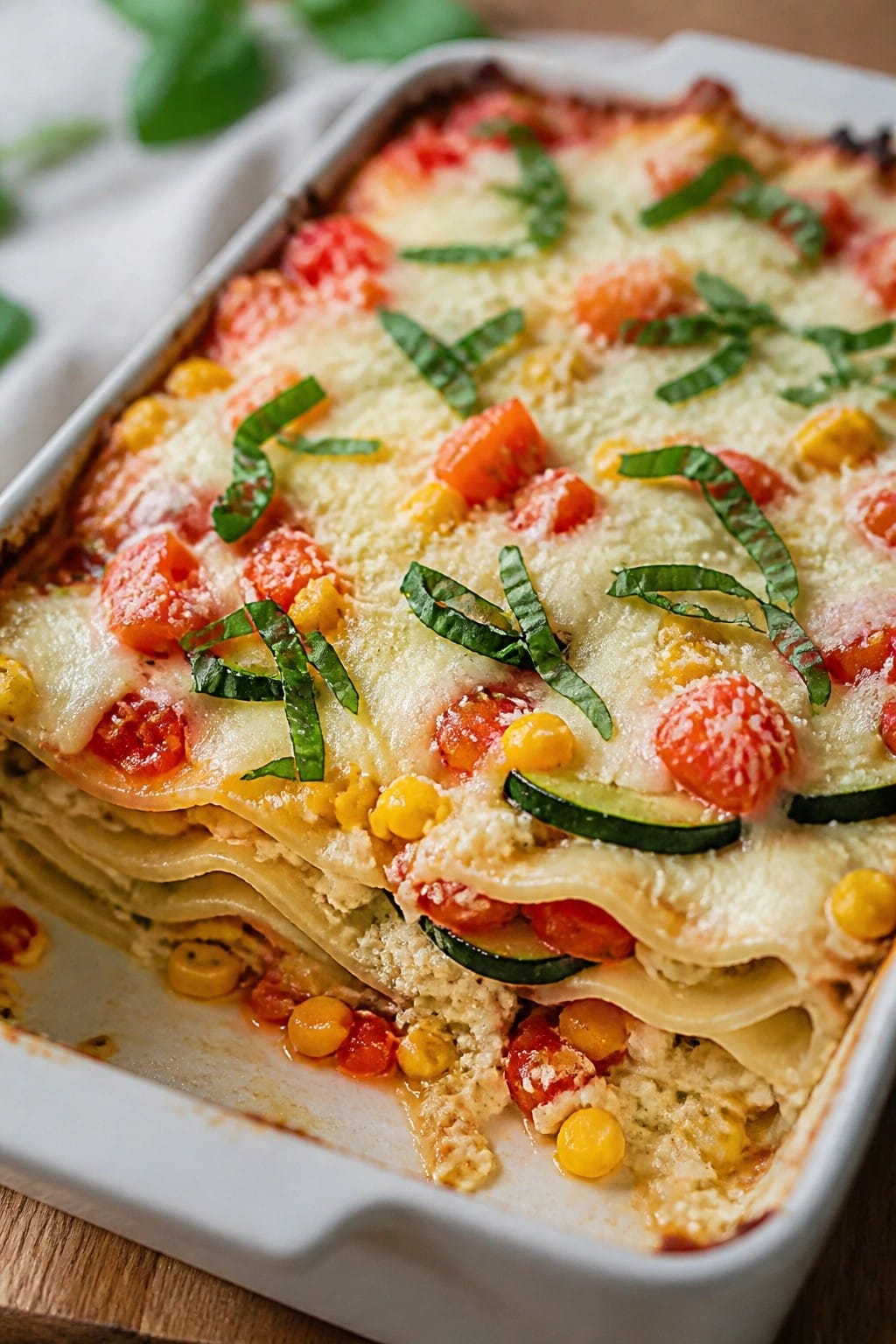 Zucchini Corn Tomato Italian Lasagna Casserole