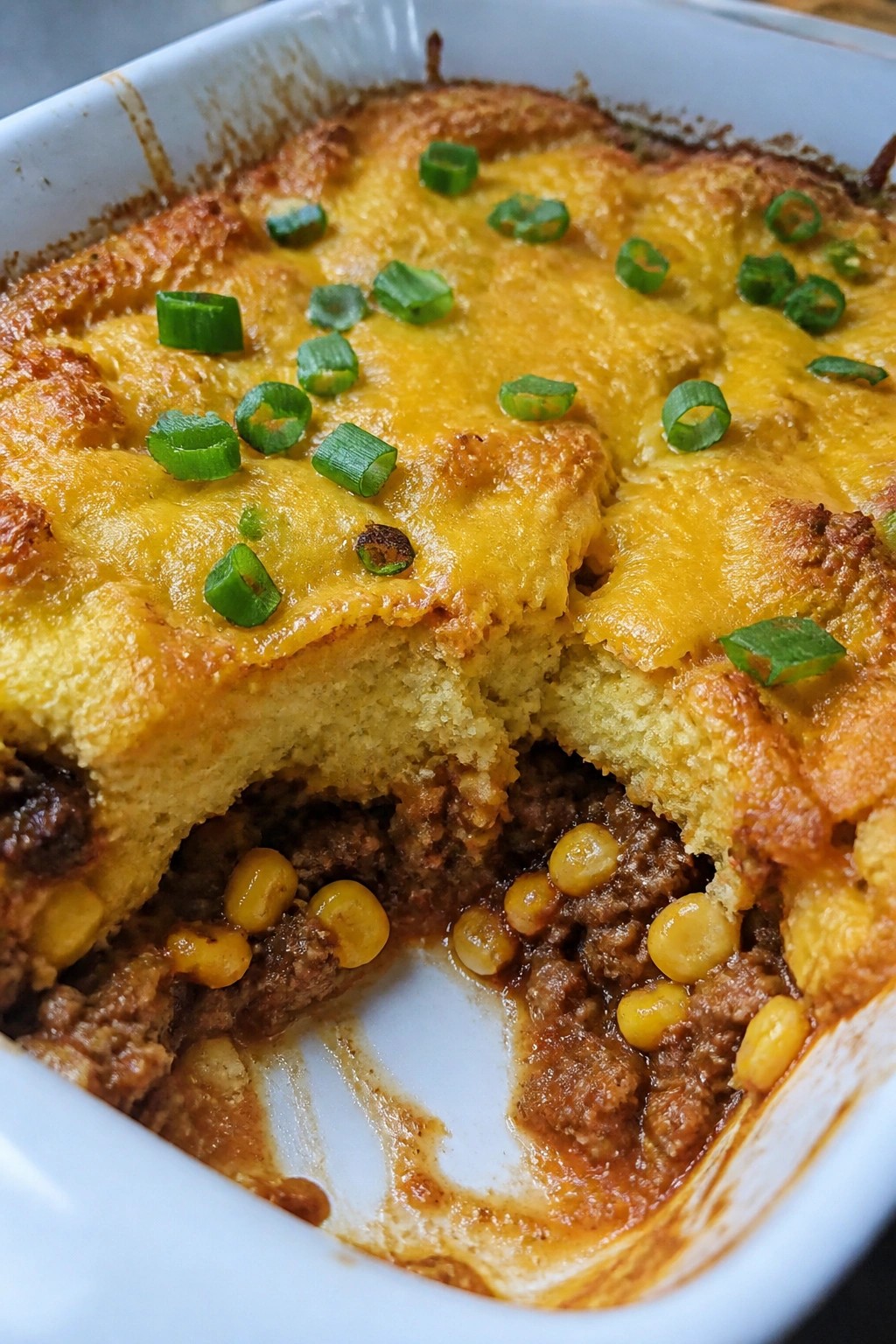 Beef Enchilada Cornbread Casserole