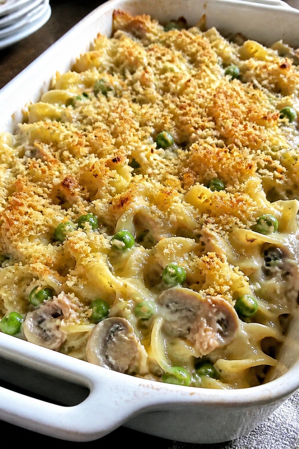 Creamy Tuna Noodle Casserole with Peas