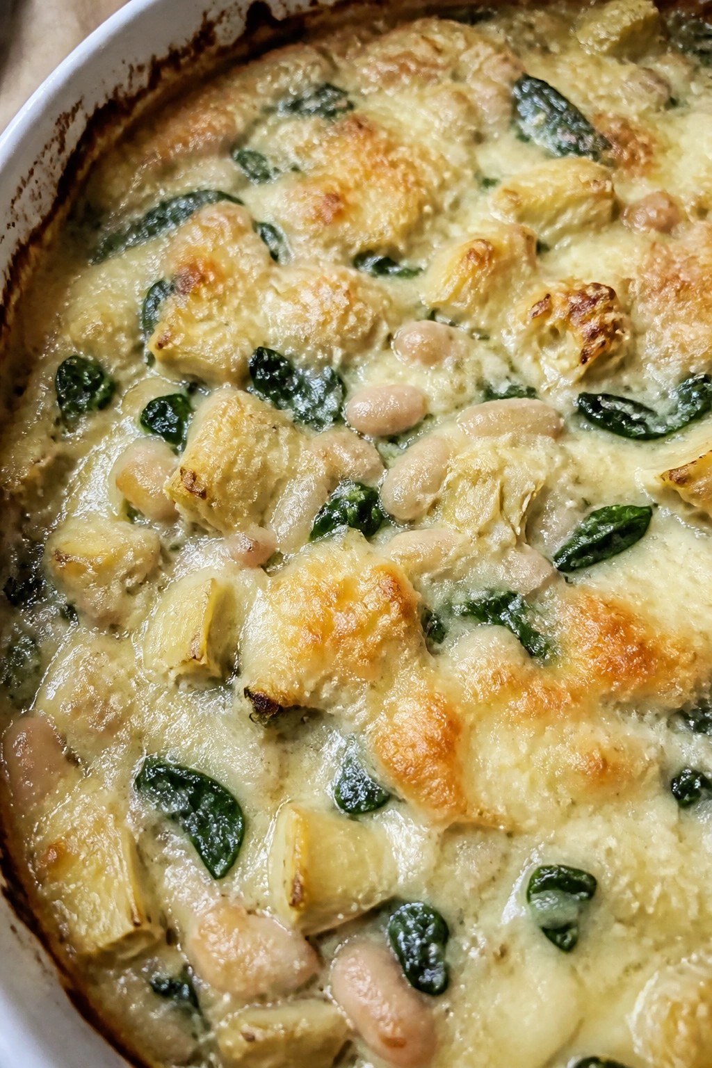 Spinach Artichoke White Bean Casserole