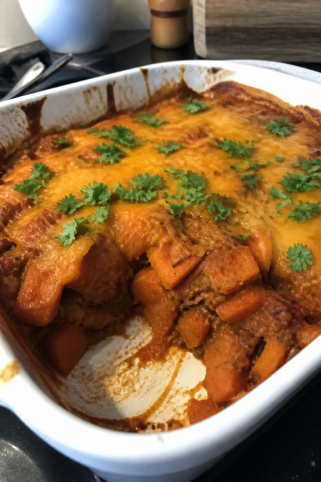 Sweet Potato and Lentil Enchilada Casserole
