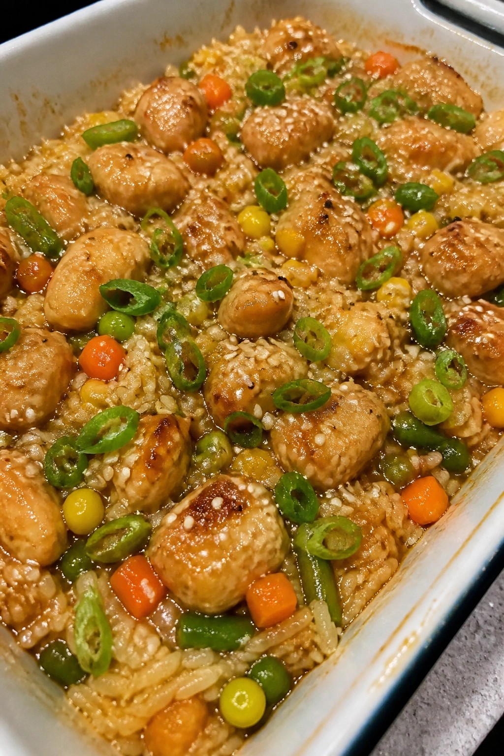 Teriyaki Chicken Vegetable Rice Bake