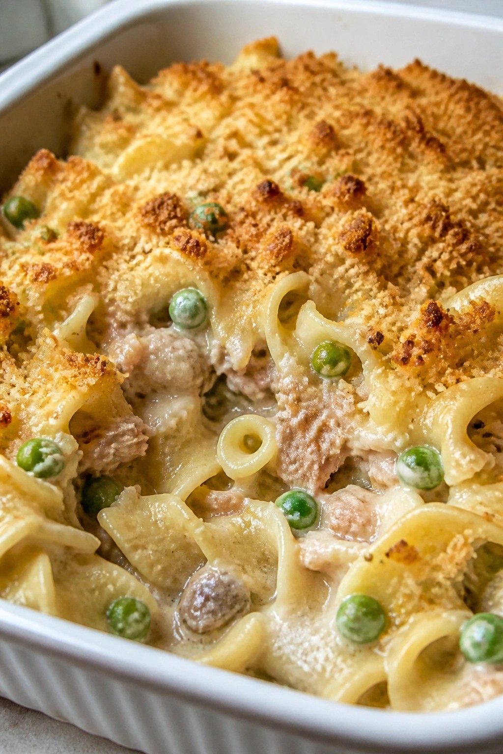 Creamy Tuna Noodle Casserole with Crispy Topping