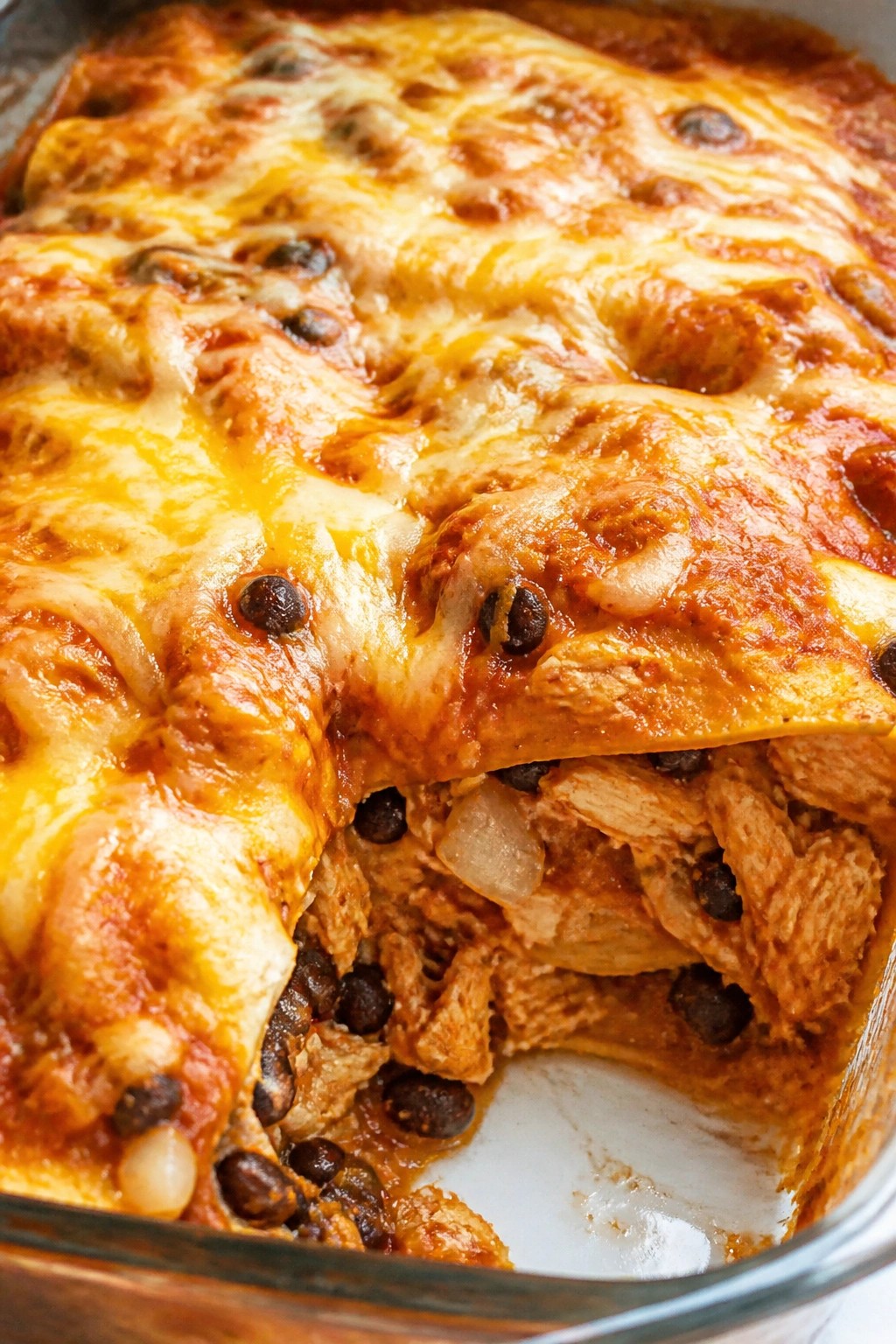 Mexican Chicken Enchilada Casserole with Black Beans