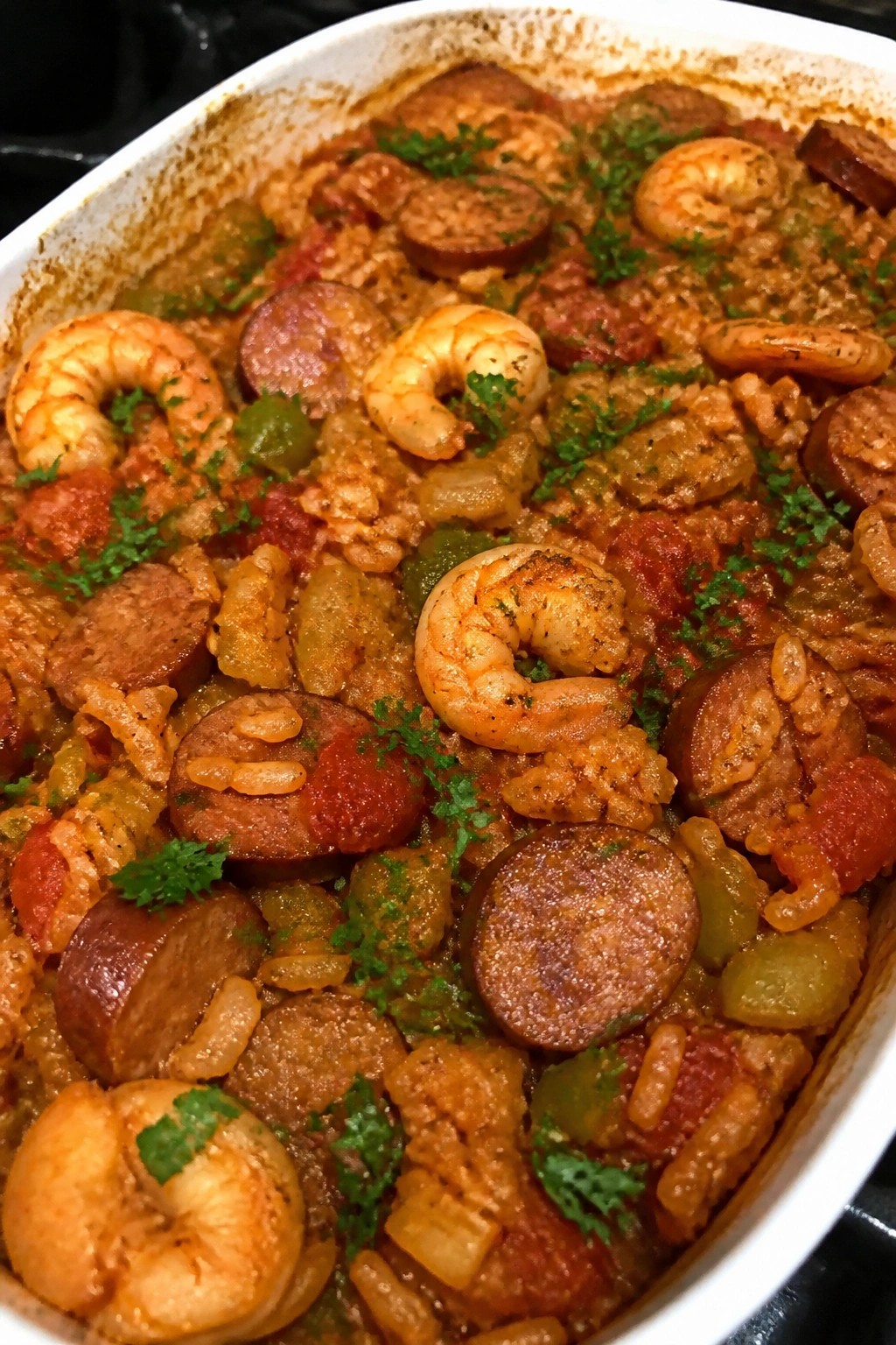 Shrimp and Andouille Jambalaya Casserole