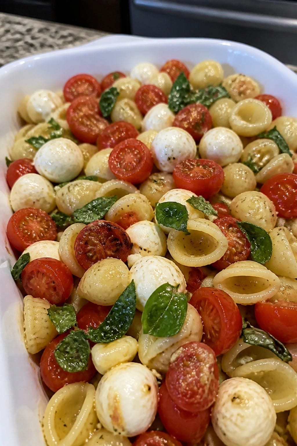 Caprese Mozzarella Pasta Casserole