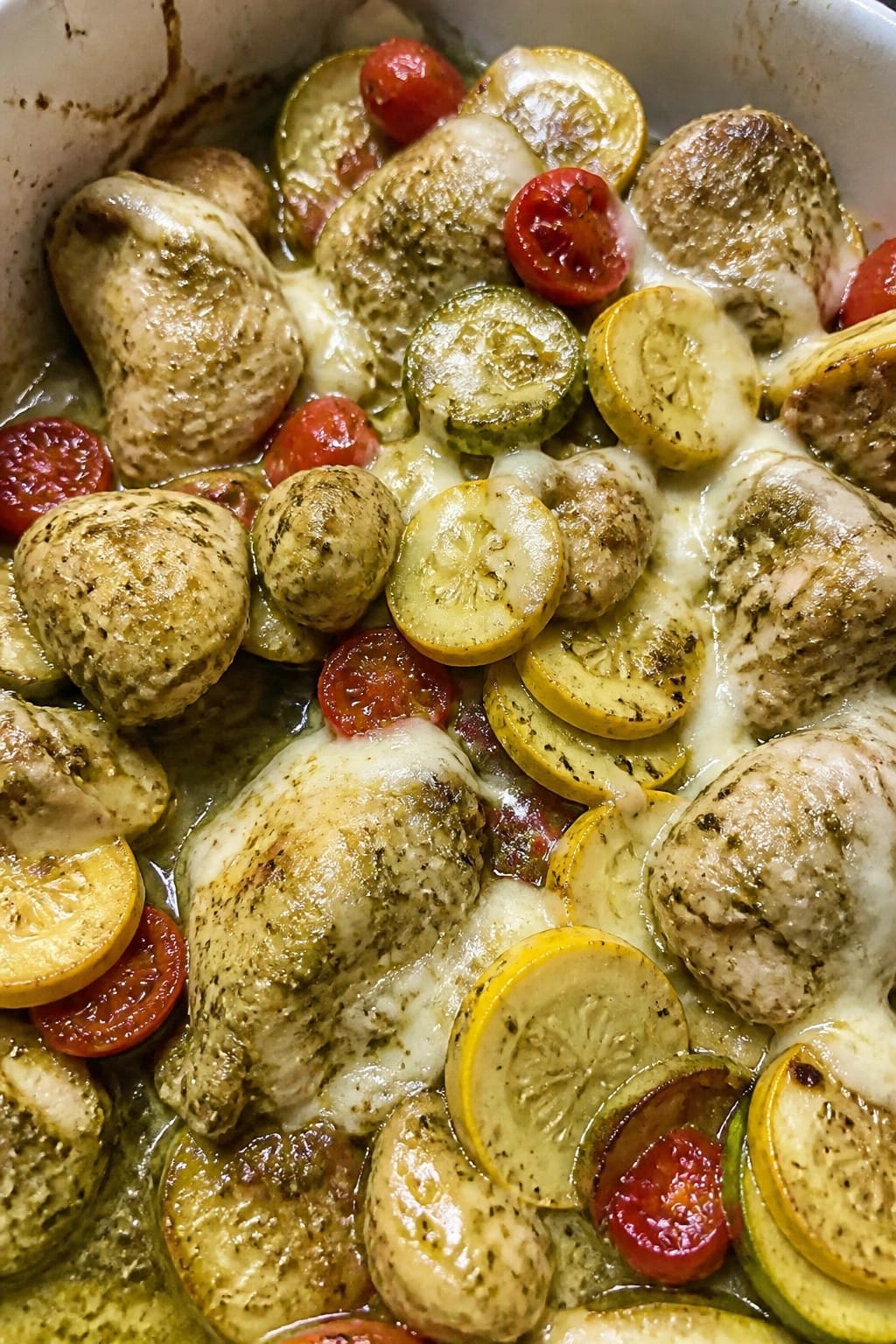 Pesto Chicken and Summer Squash Bake