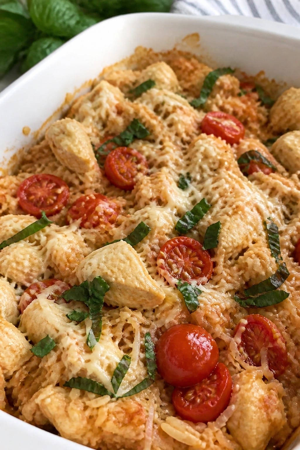 Tomato Basil Chicken and Rice Casserole