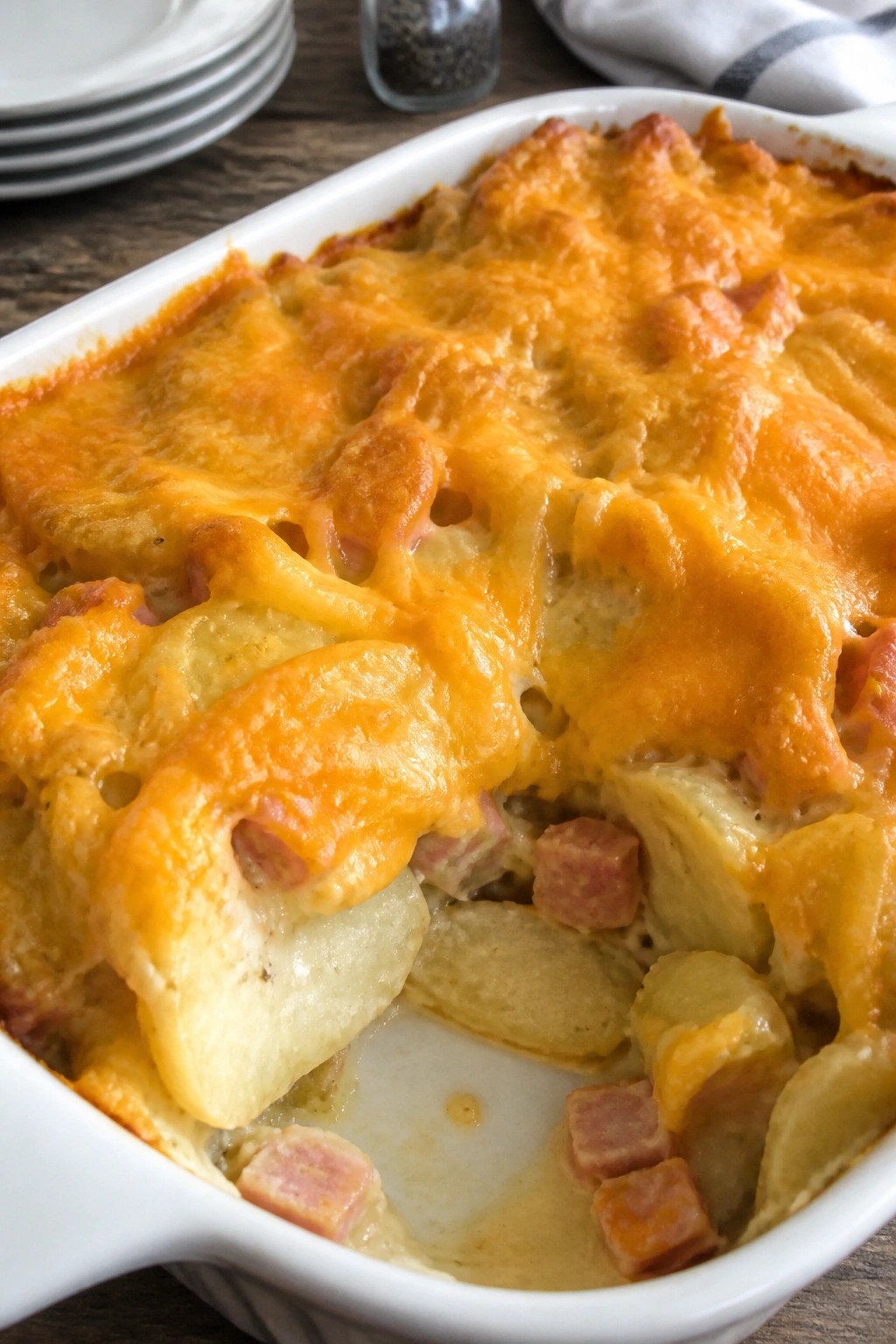 Ham Scalloped Potato and Cheddar Bake