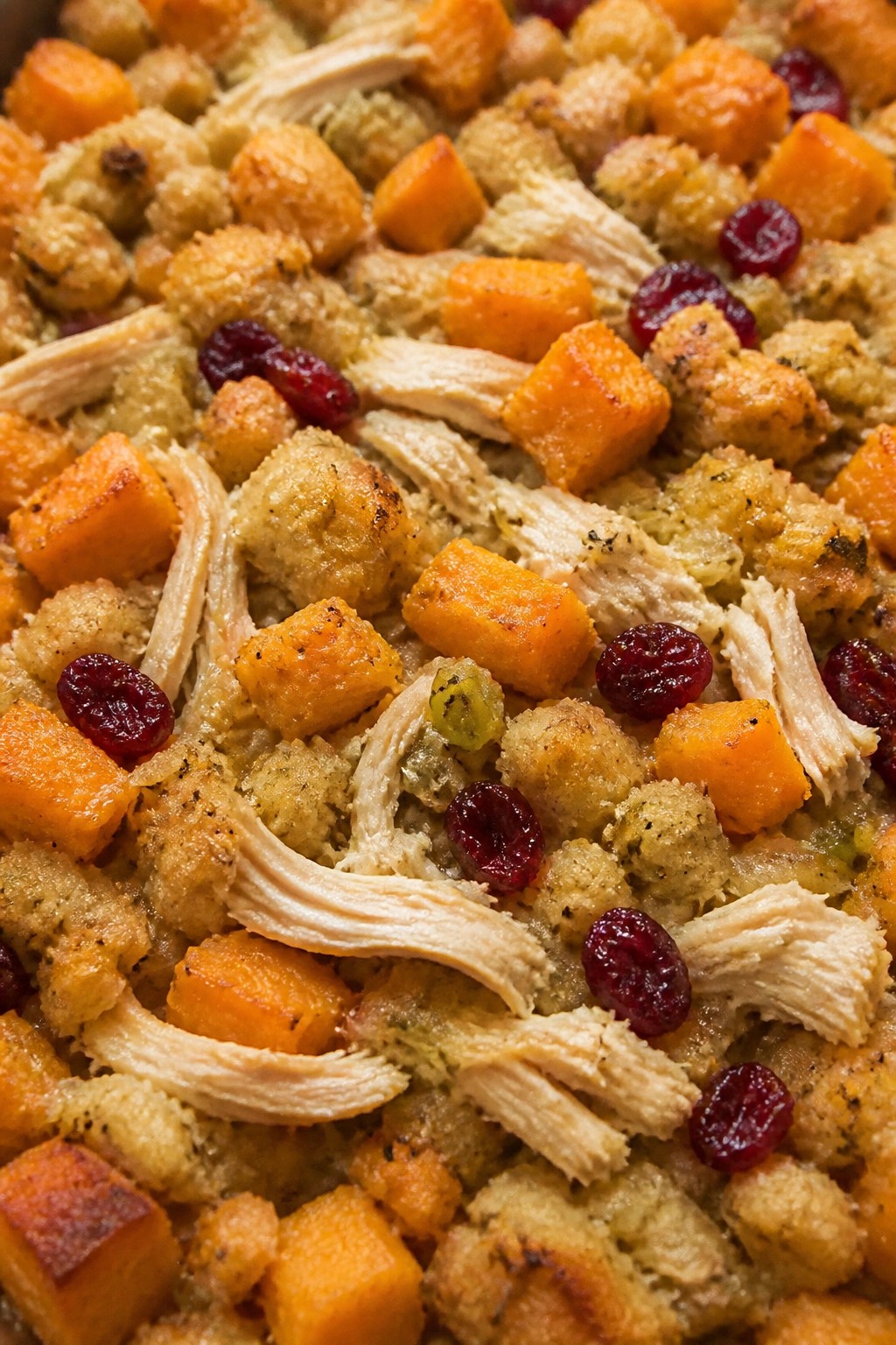 Turkey Cranberry Sweet Potato Stuffing Casserole