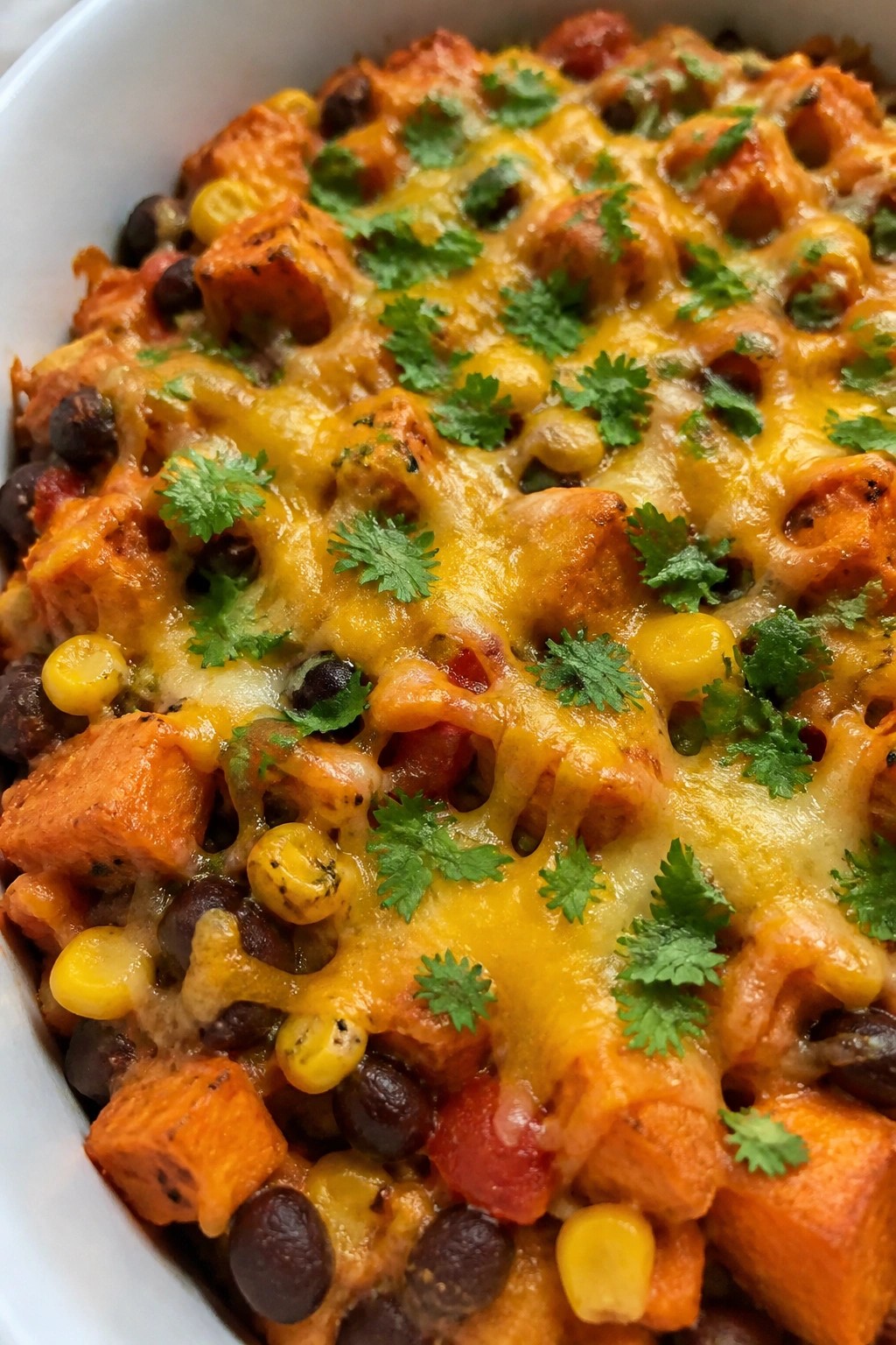 Vegetarian Black Bean Sweet Potato and Corn Casserole