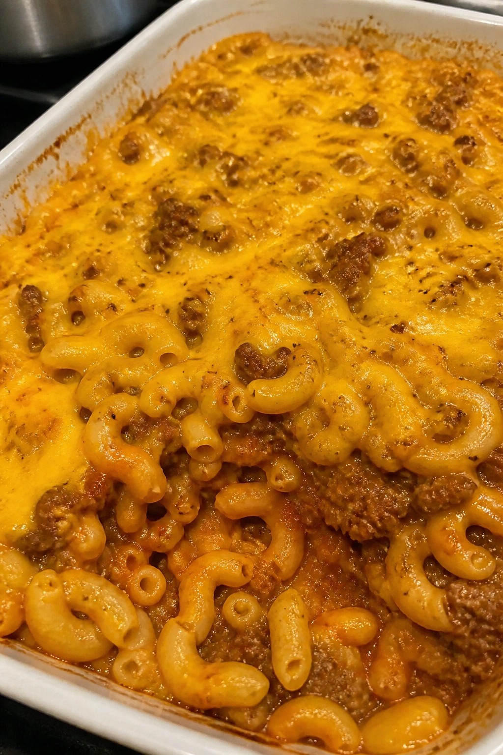 Cheesy Beef and Elbow Macaroni Bake