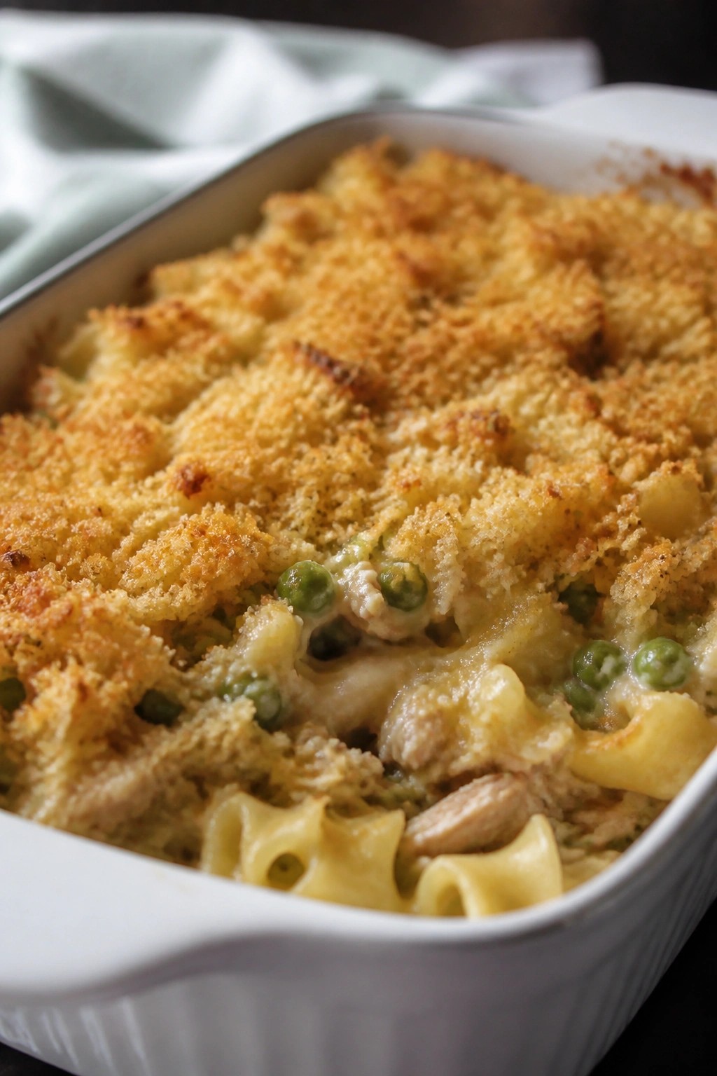 Classic Tuna Noodle Casserole with Breadcrumb Topping