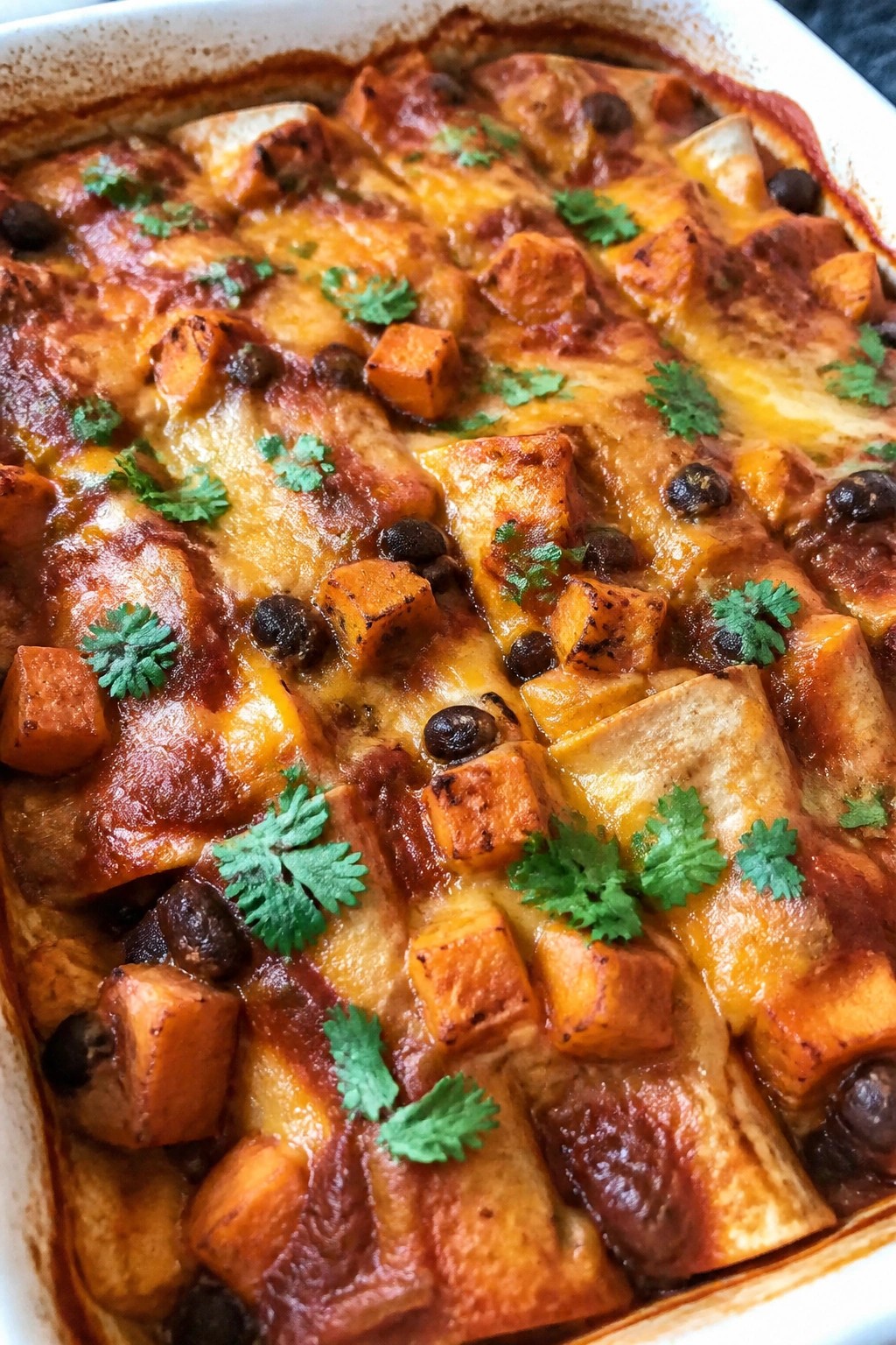 Sweet Potato Black Bean Enchilada Bake