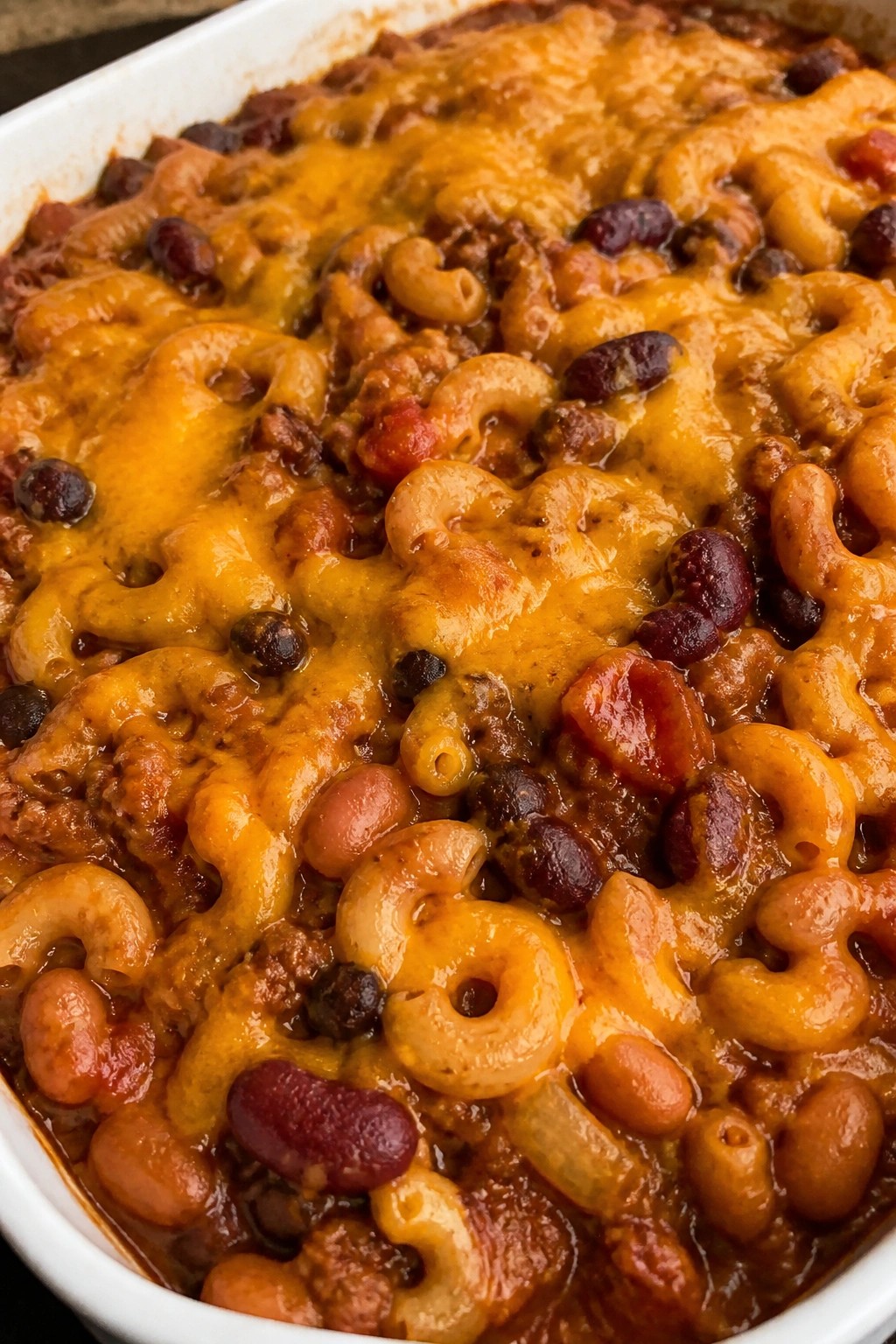 Three-Bean Chili Macaroni Bake