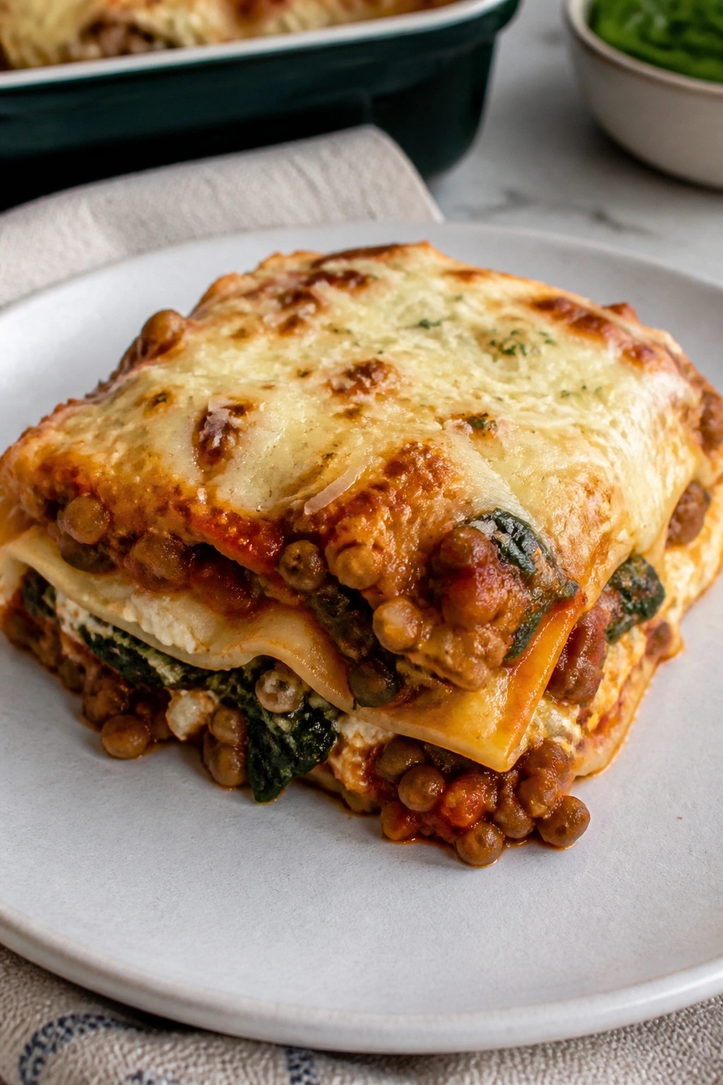 Vegetarian Lentil Spinach Lasagna