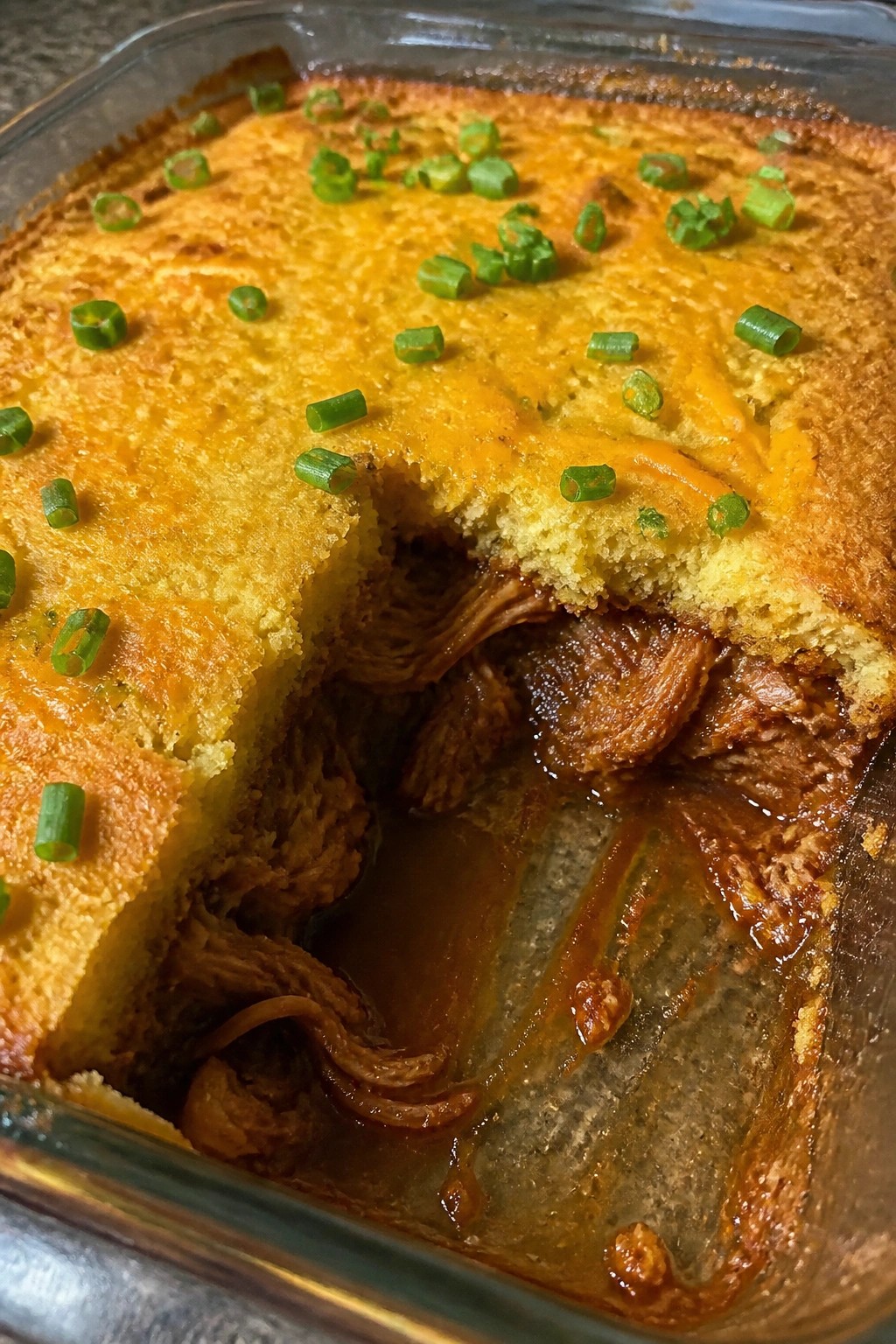 BBQ Pulled Pork Cornbread Casserole