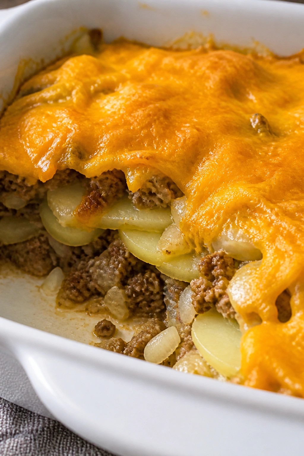 Cheesy Ground Beef and Potato Casserole