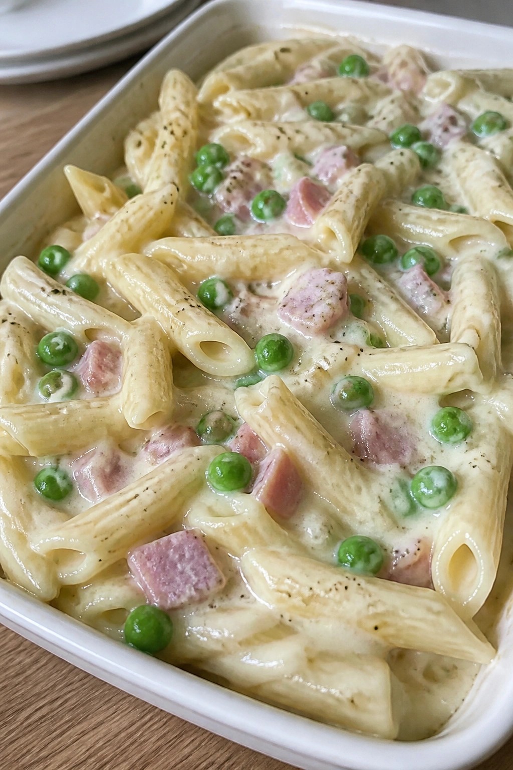 Creamy Ham and Pea Pasta Casserole