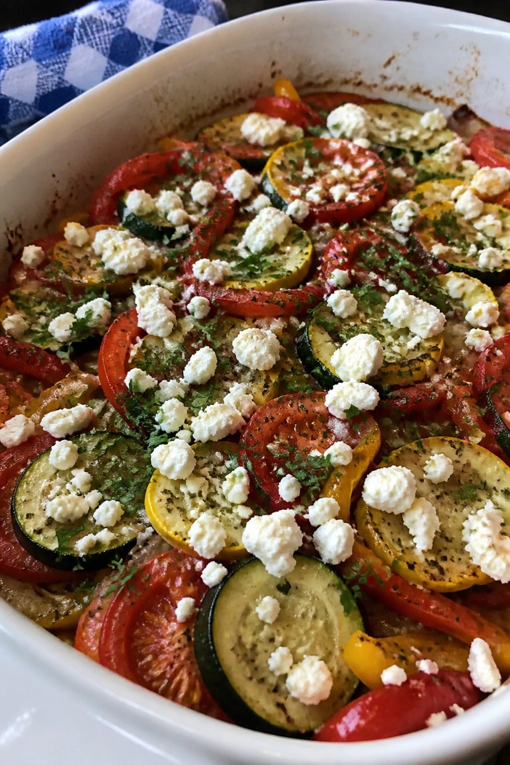 Greek Tomato, Squash, and Bell Pepper Casserole with Lemon Oregano