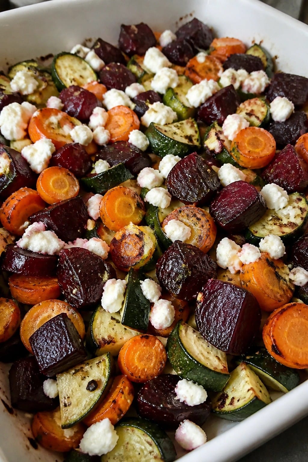 Roasted Beet, Carrot, and Zucchini Casserole with Goat Cheese