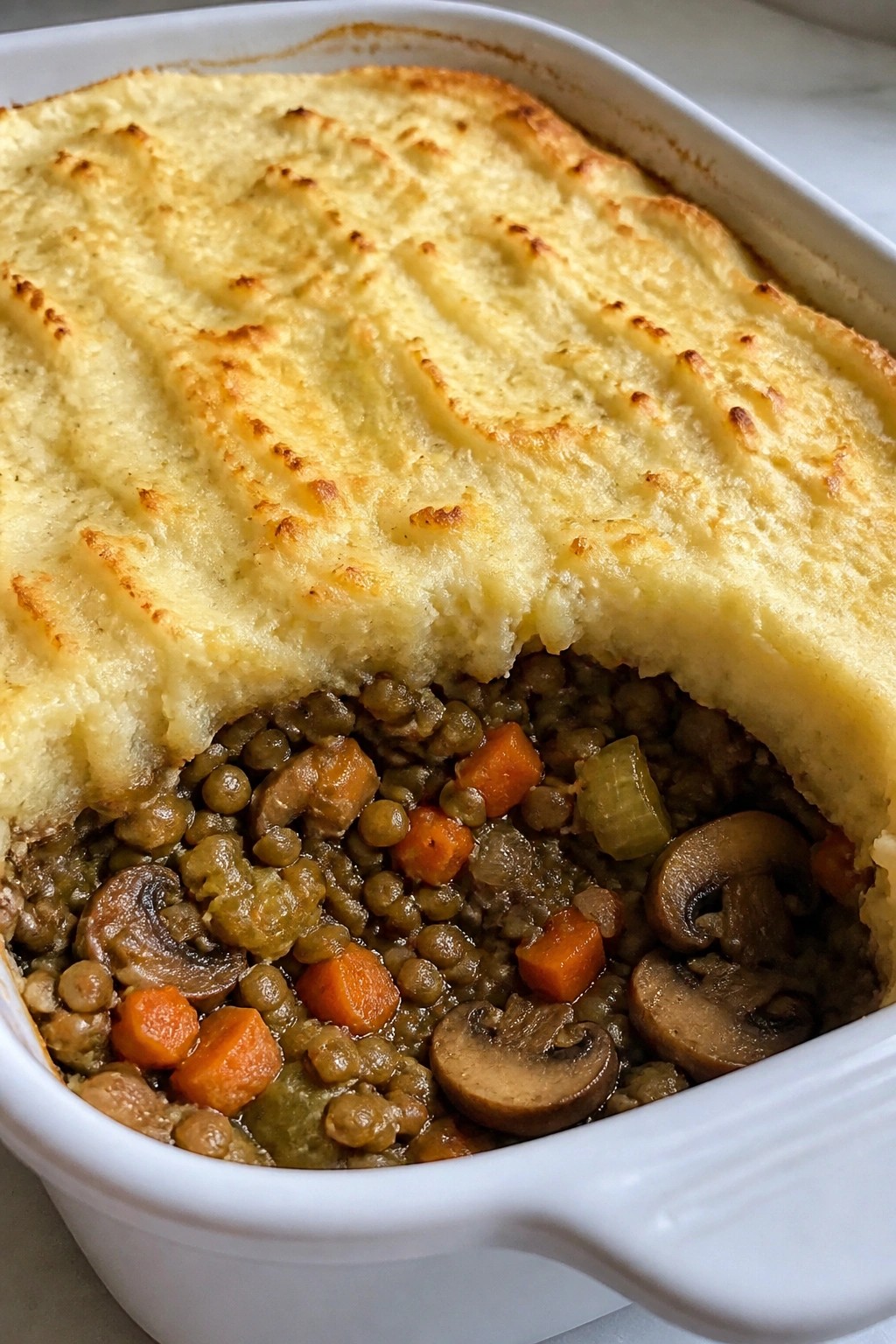 Lentil Mushroom Shepherd’s Pie Casserole