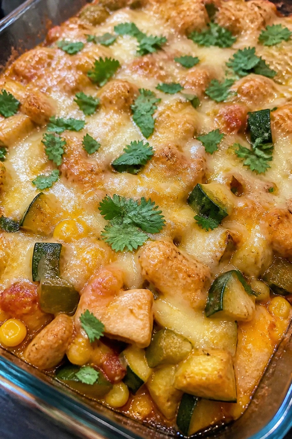 Mexican Corn Zucchini and Chicken Casserole