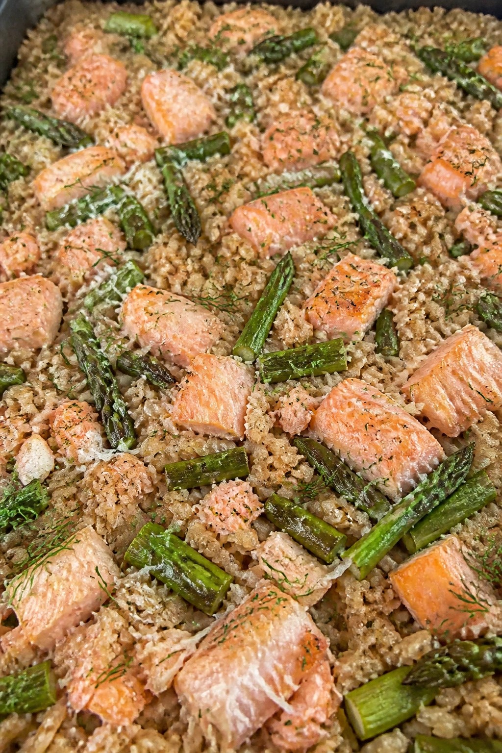 Salmon Asparagus Brown Rice Casserole