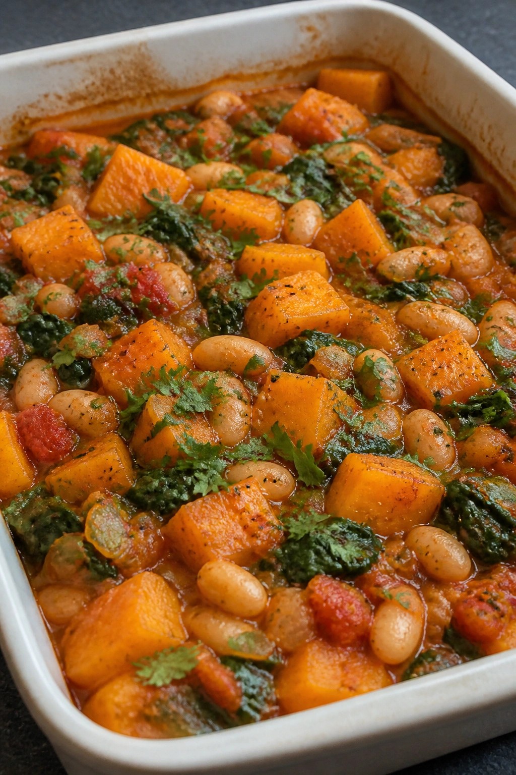 Spicy Butternut Squash and White Bean Casserole