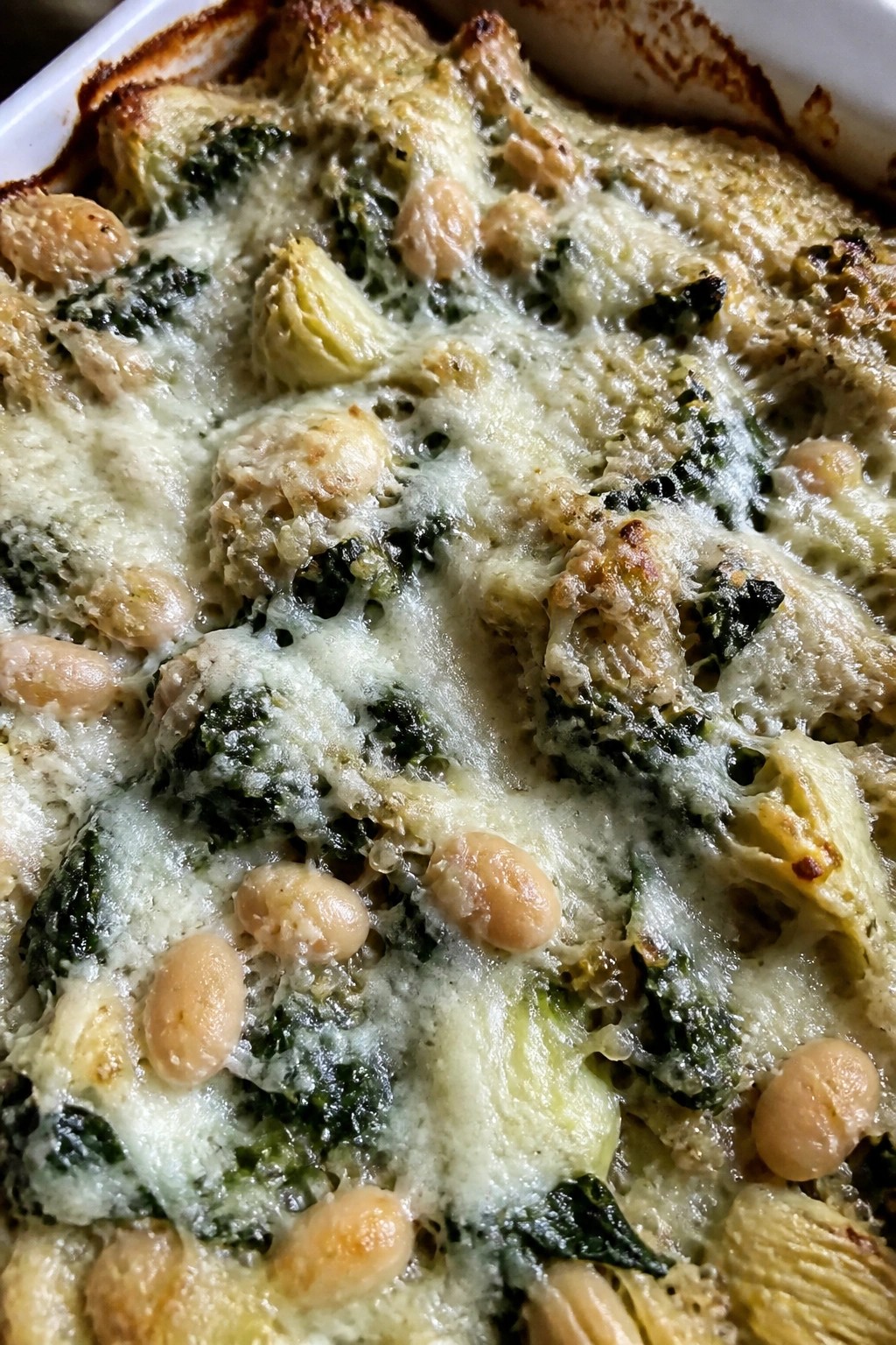 Spinach Artichoke Quinoa and White Bean Casserole