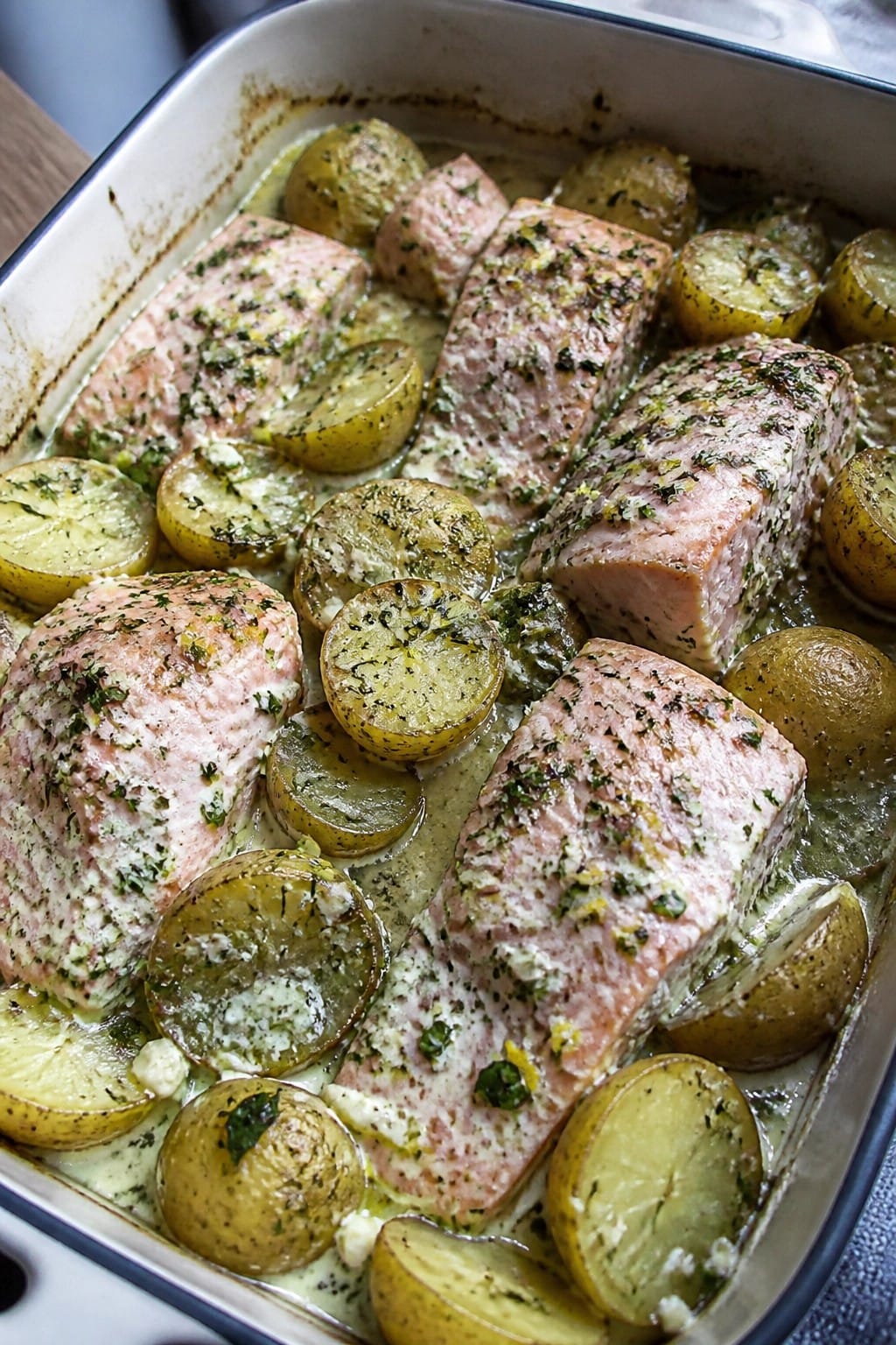 Fresh Herb Salmon and New Potato Casserole