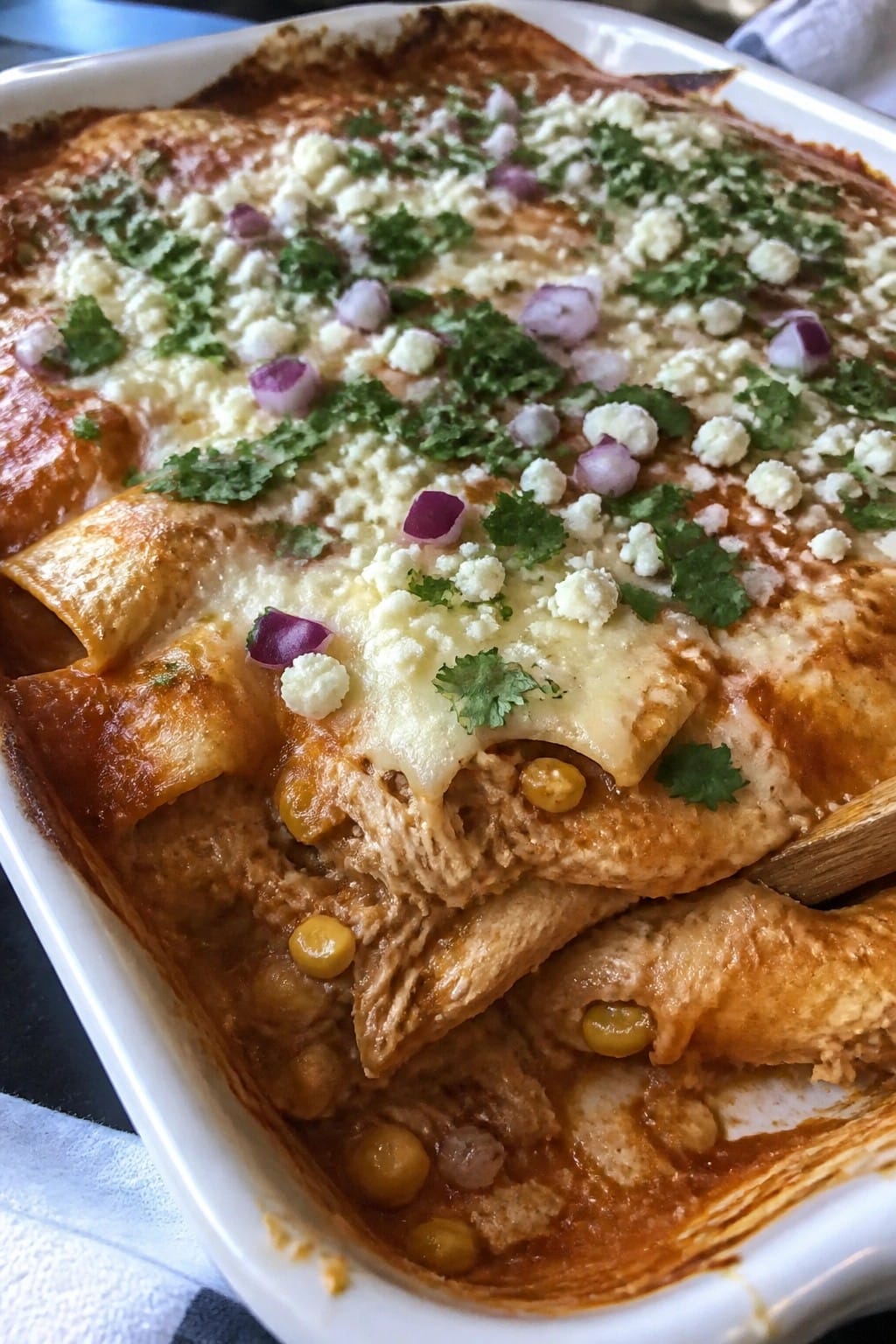 Mexican Street Corn Chicken Enchilada Casserole