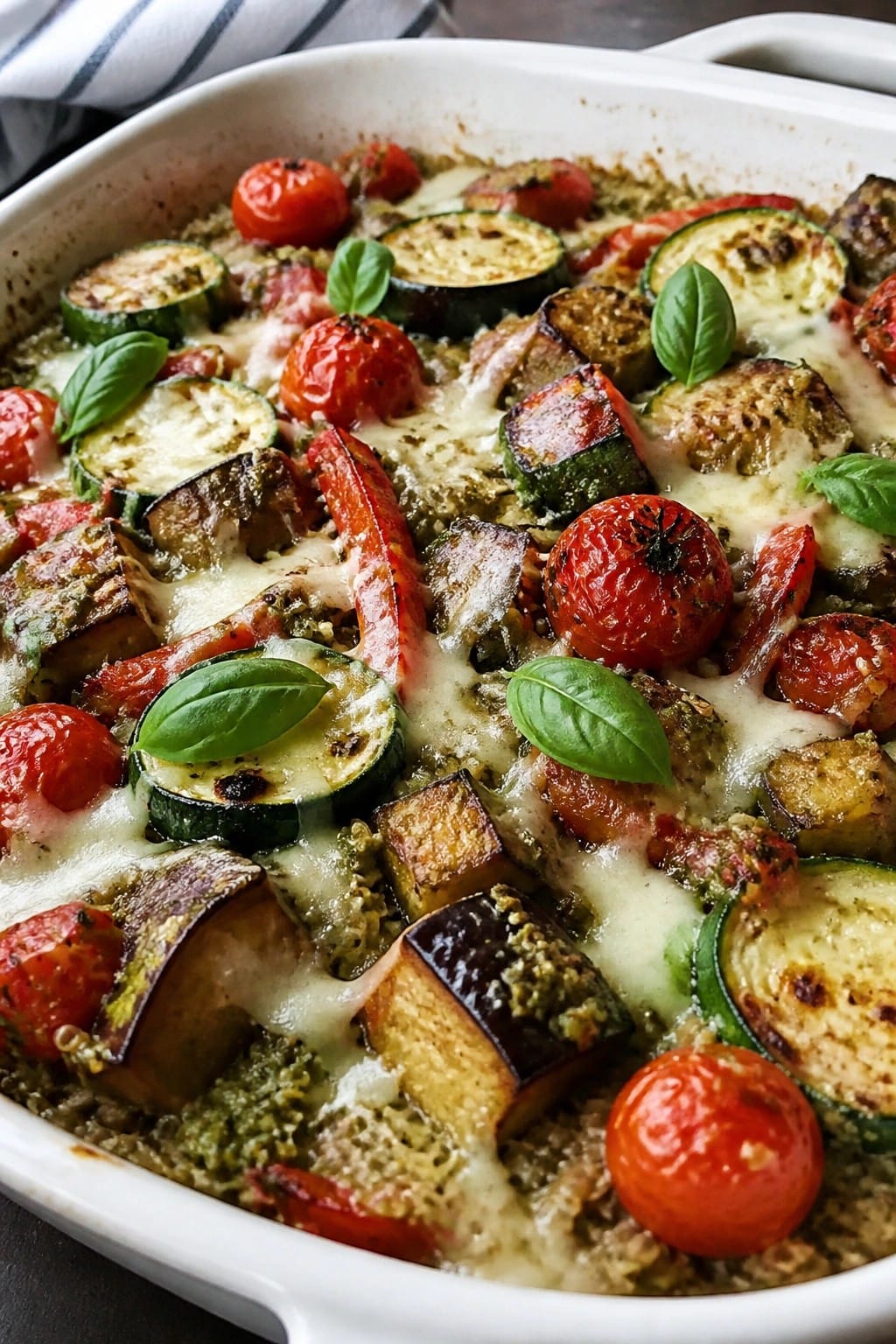 Pesto Grilled Vegetable Quinoa Casserole