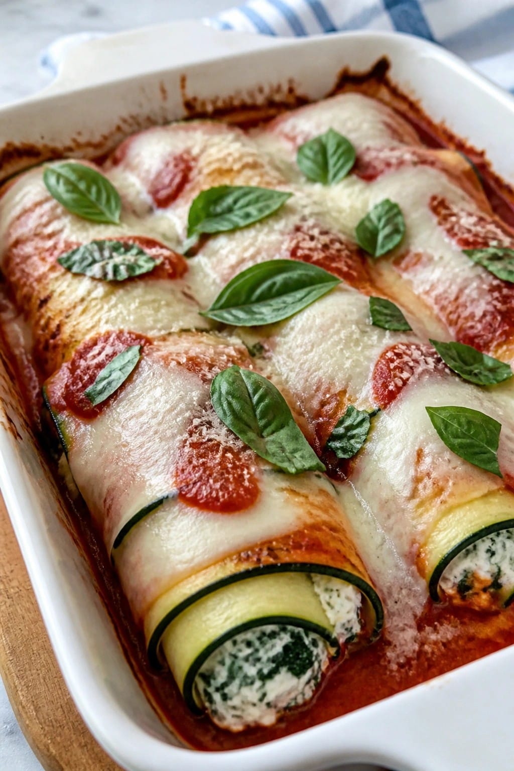 Spinach Ricotta Zucchini Roll-Up Bake