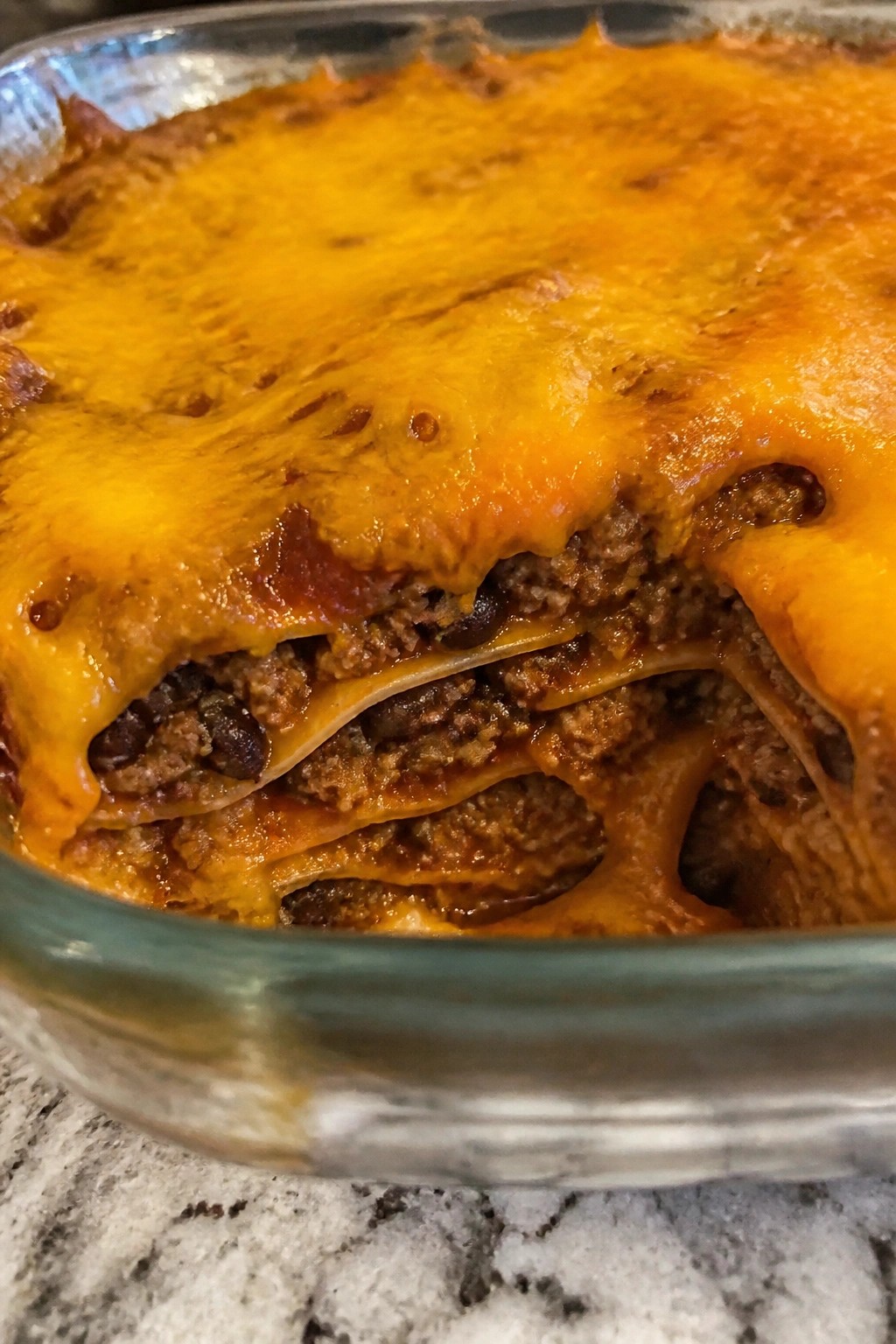Beef Enchilada Layered Casserole