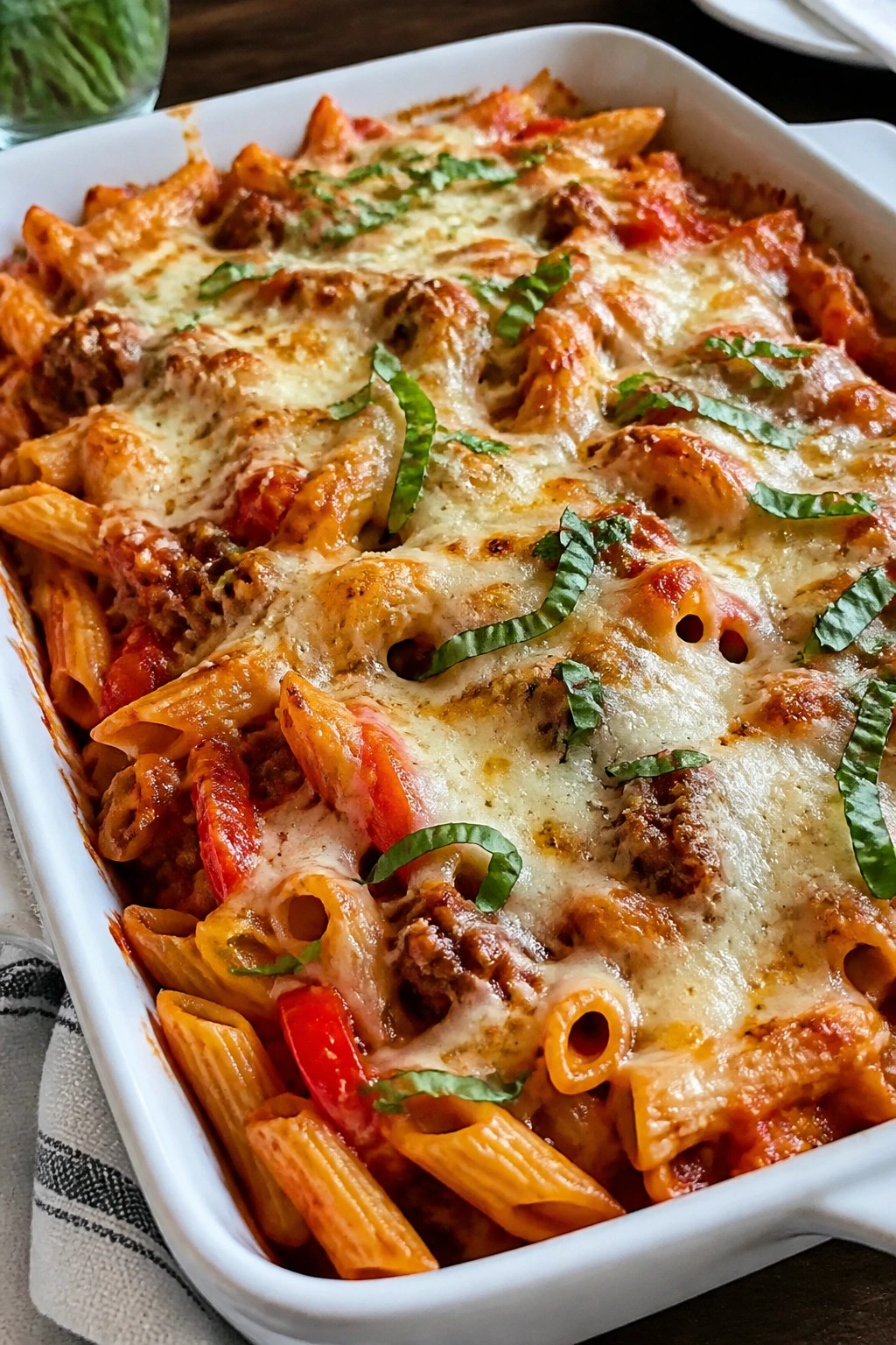 Italian Sausage Pepper Penne Bake