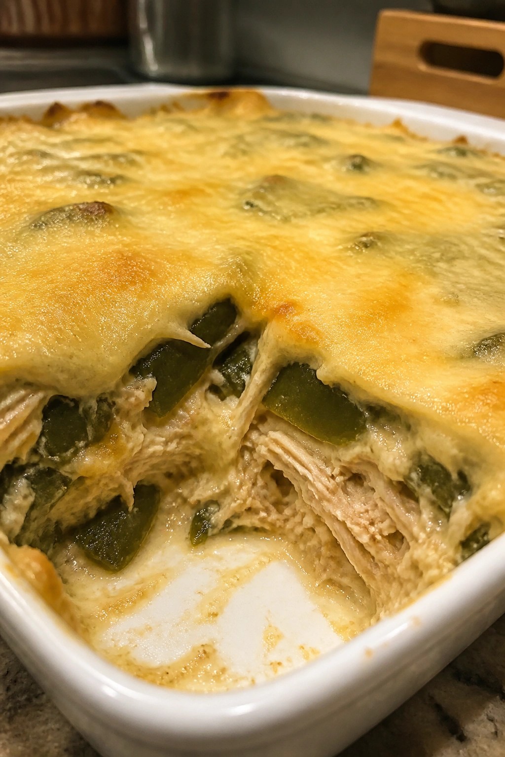 Creamy Chicken Chile Relleno Casserole with Chihuahua Cheese