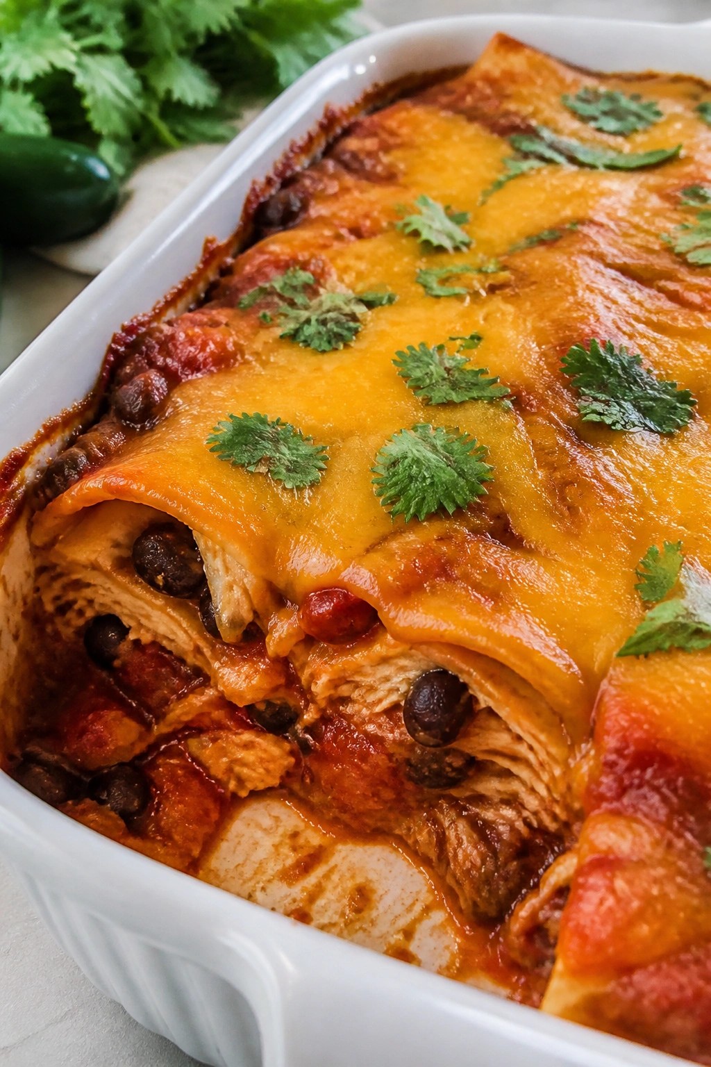 Spicy Chipotle Chicken and Black Bean Enchilada Bake