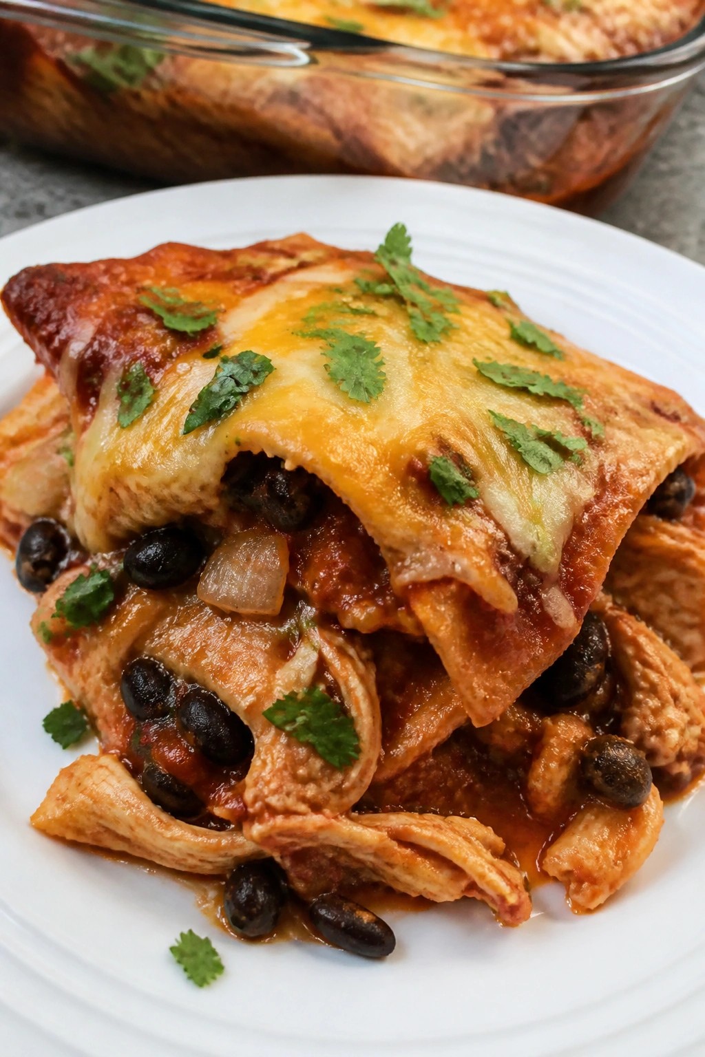 Mexican Chicken Enchilada Casserole with Black Beans