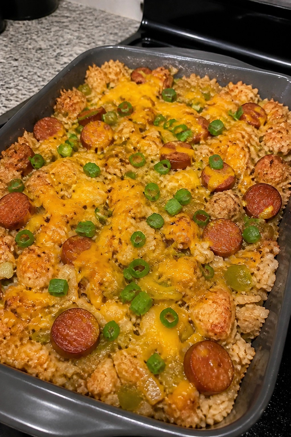 Spicy Cajun Chicken and Sausage Rice Casserole