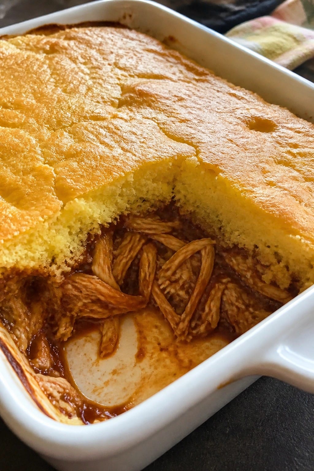 Barbecue Pulled Chicken Cornbread Casserole