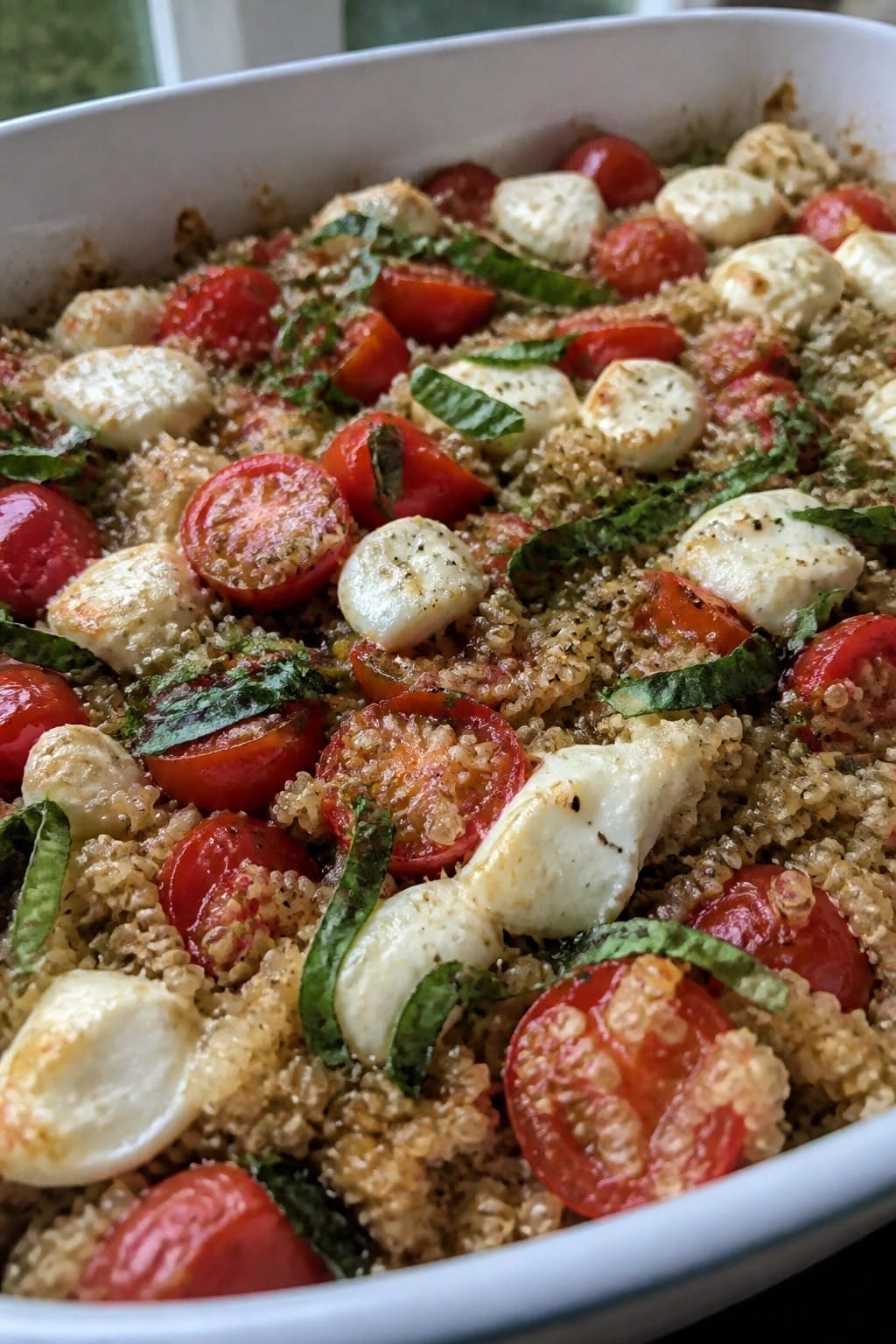 Caprese Quinoa and Fresh Mozzarella Casserole