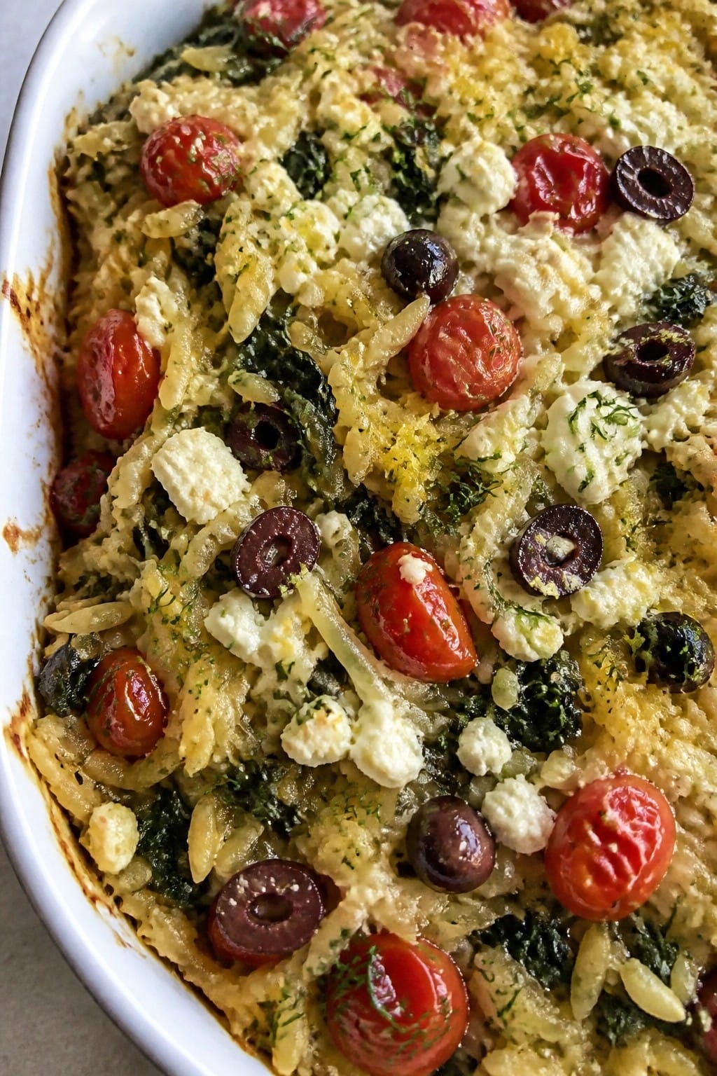 Greek Lemon Orzo and Feta Casserole