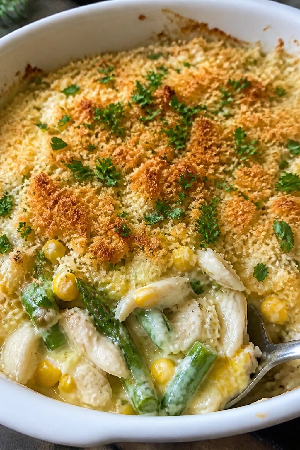 Sweet Corn Crab and Asparagus Casserole
