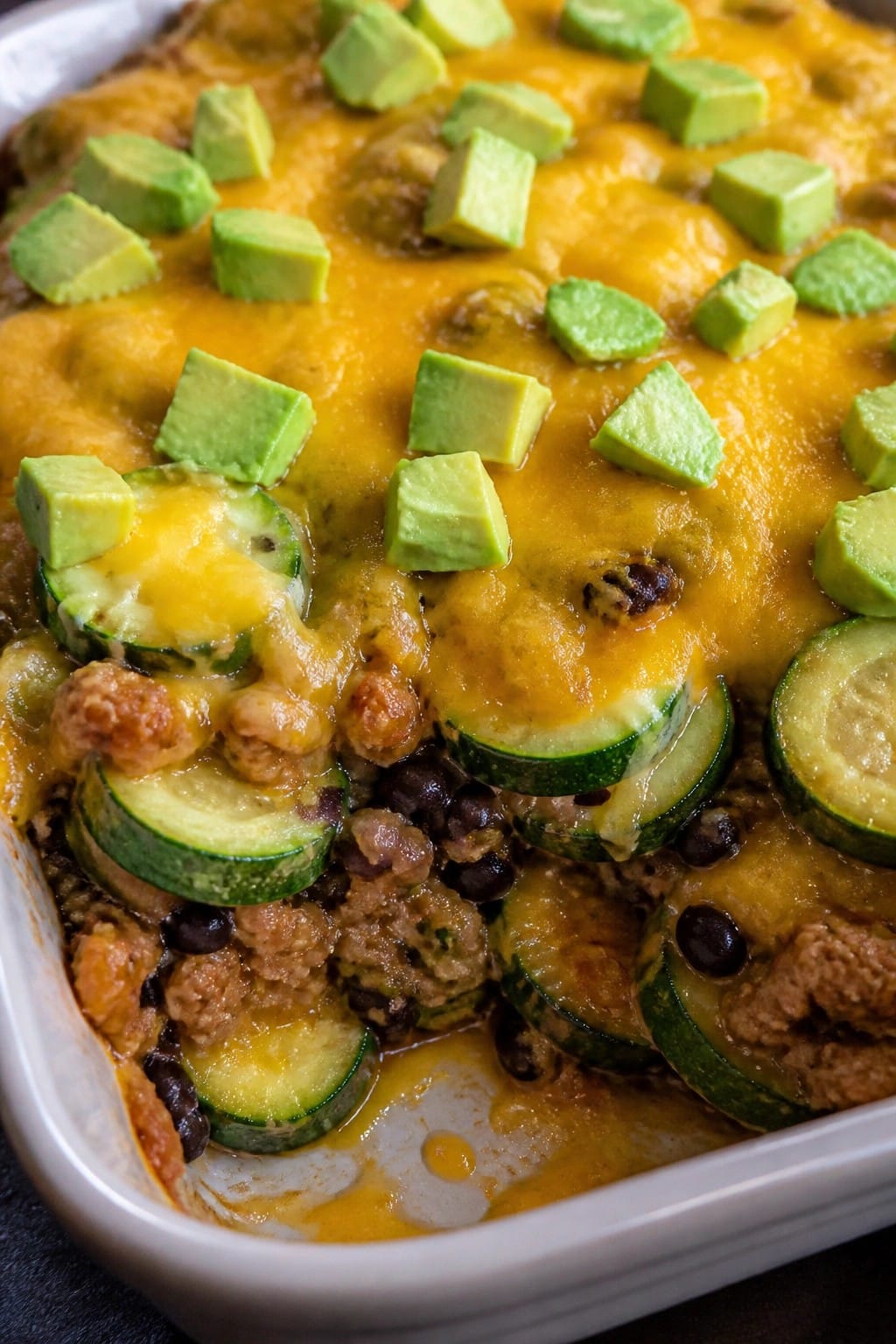 Turkey Taco Zucchini Casserole with Avocado