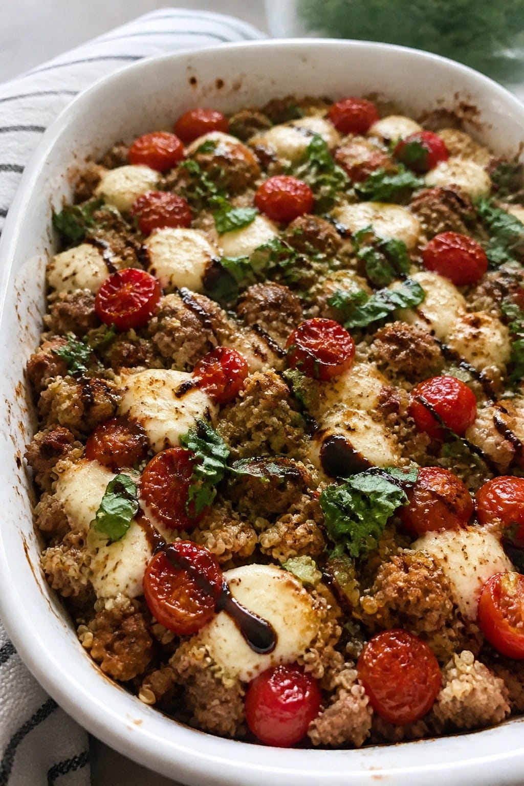 Caprese Quinoa and Turkey Sausage Bake
