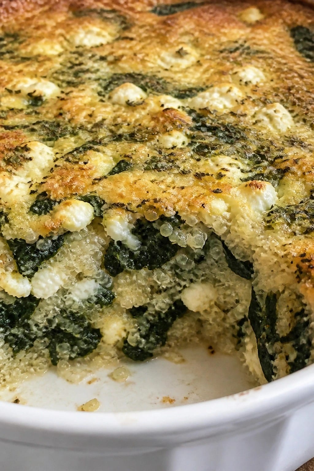 Greek Spinach Feta and Quinoa Casserole