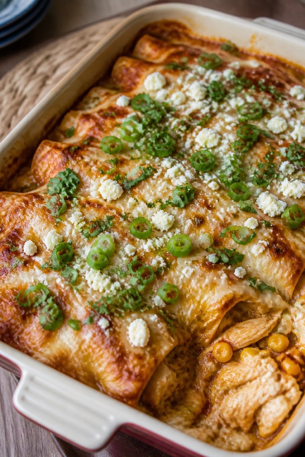 Mexican Street Corn Chicken Enchilada Casserole